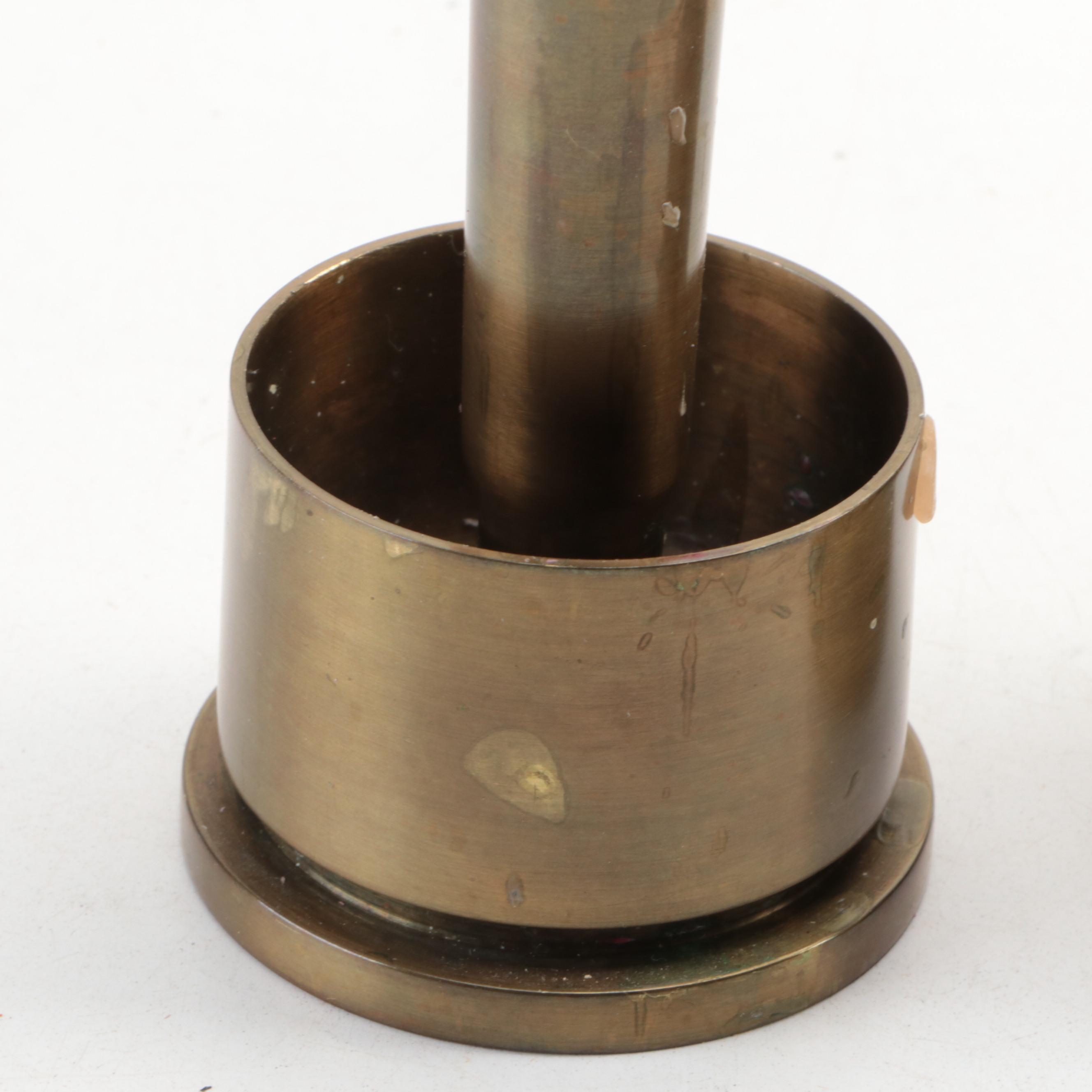 Trench Art Candlesticks with Pyrography Box, Early to Mid-20th Century