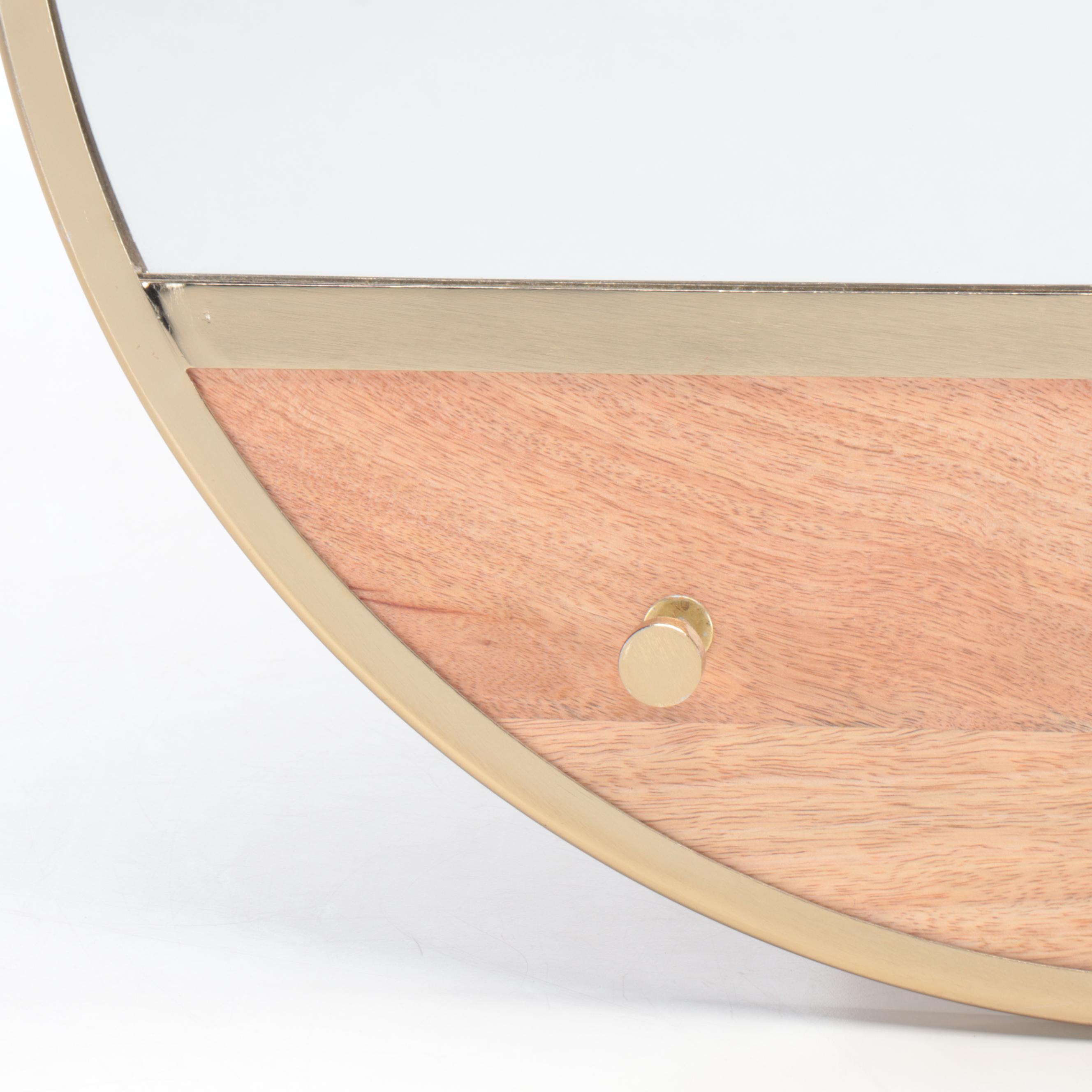 Threshold Round Wall Mirror with Wood Coat Hooks