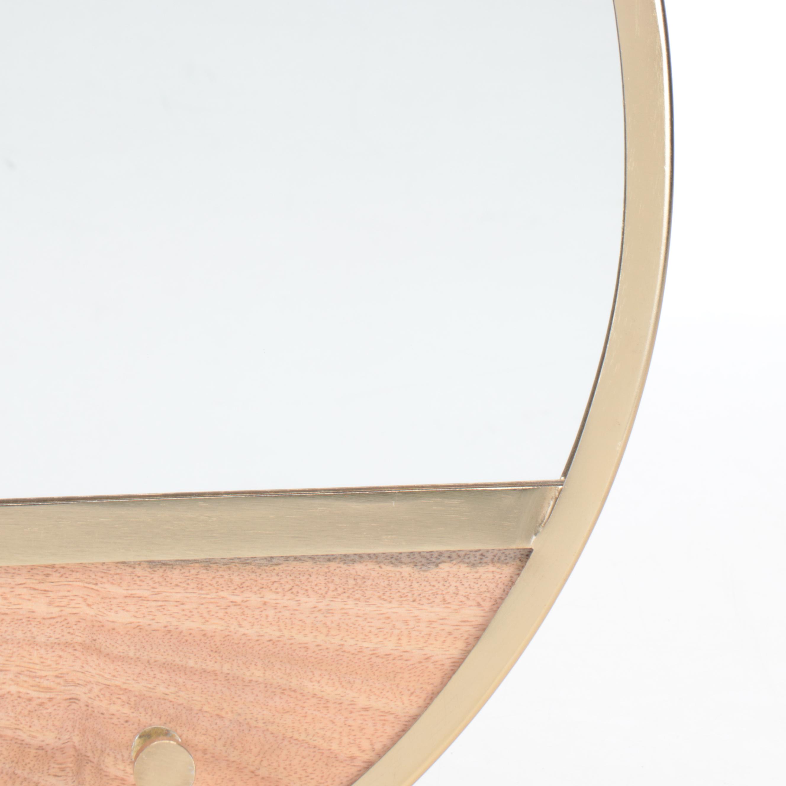 Threshold Round Wall Mirror with Wood Coat Hooks