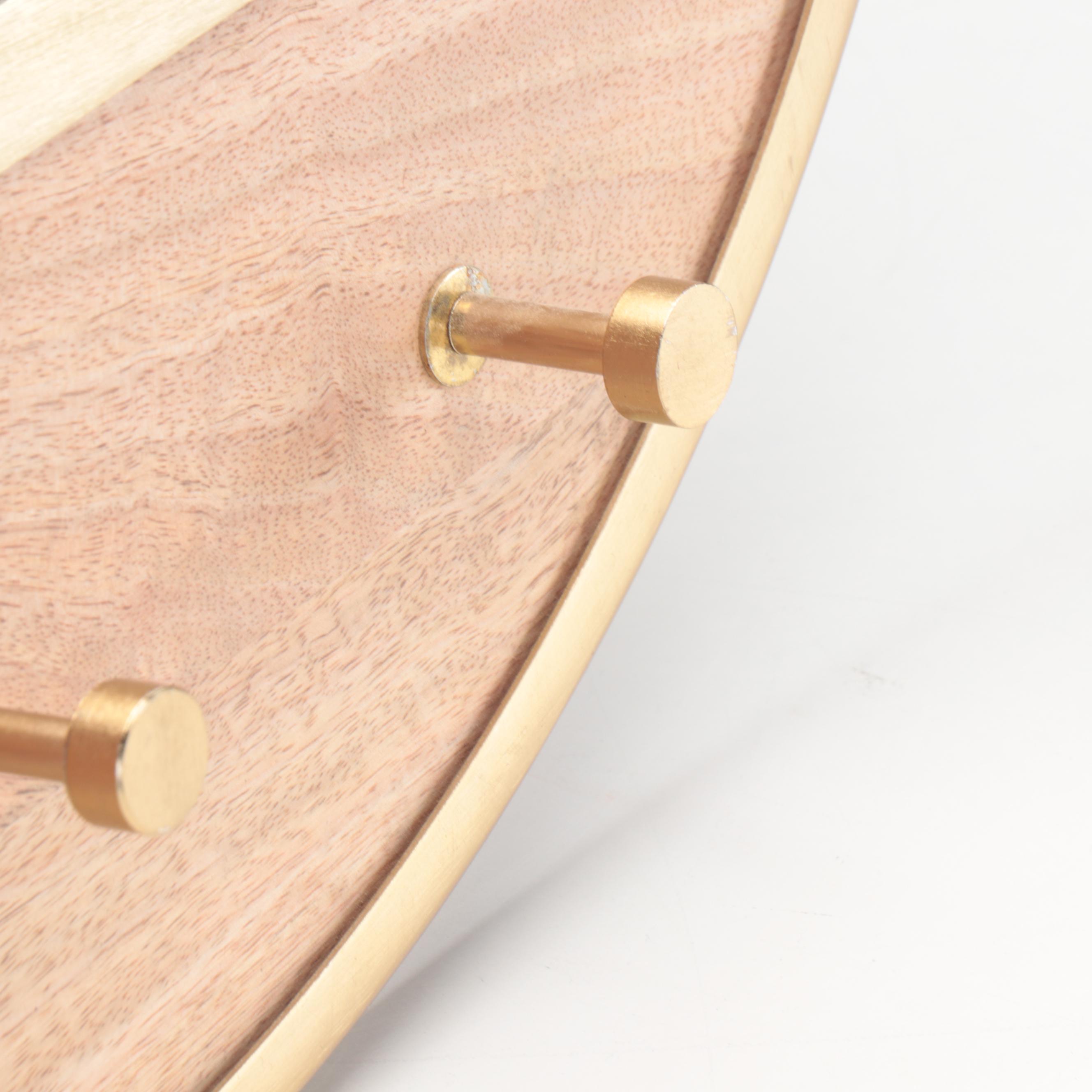 Threshold Round Wall Mirror with Wood Coat Hooks