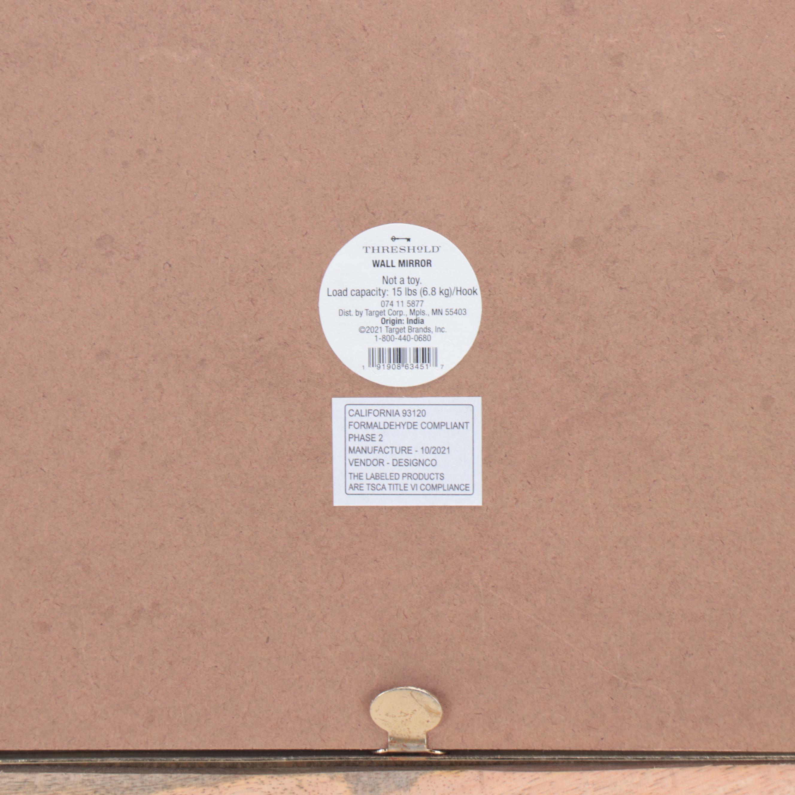 Threshold Round Wall Mirror with Wood Coat Hooks