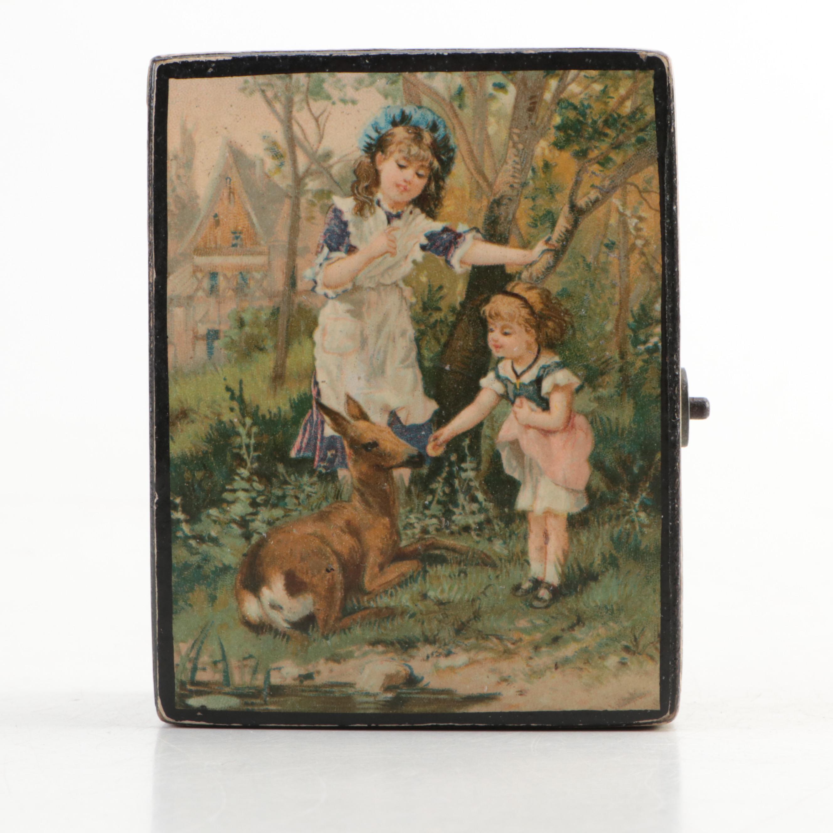 Wooden Clipboard with Music Box and Other Decor, Early to Mid-20th Century