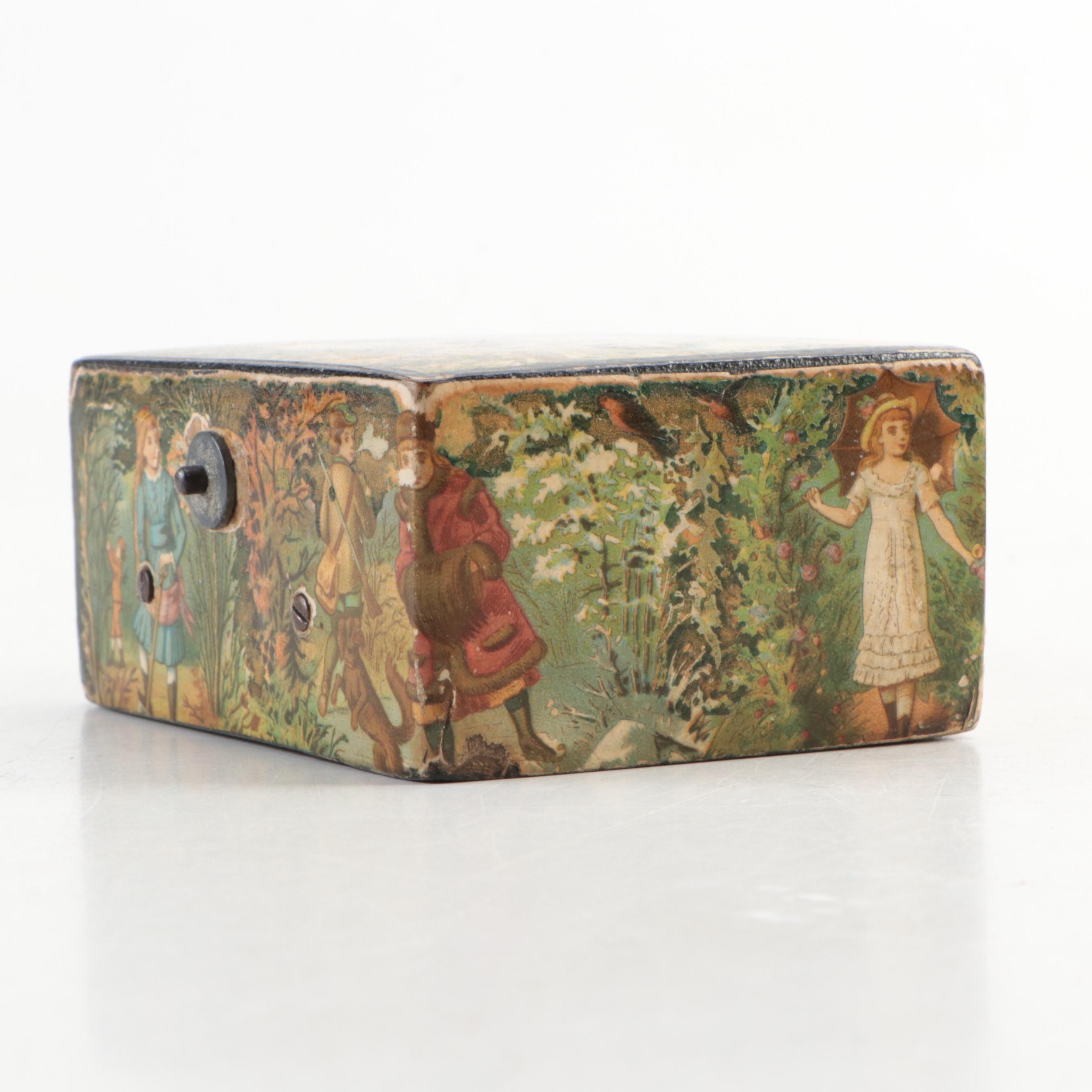 Wooden Clipboard with Music Box and Other Decor, Early to Mid-20th Century