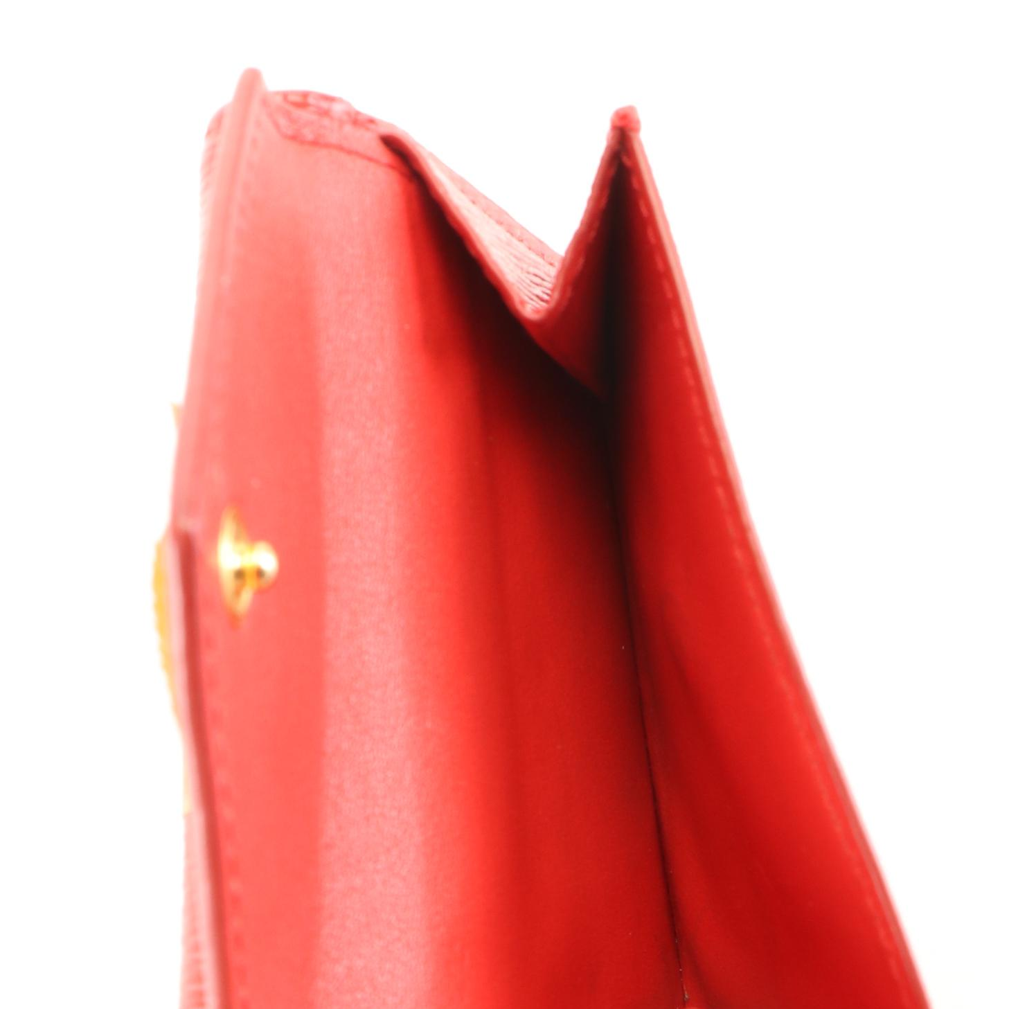 Prada Compact Wallet in Red Vitello Move Leather