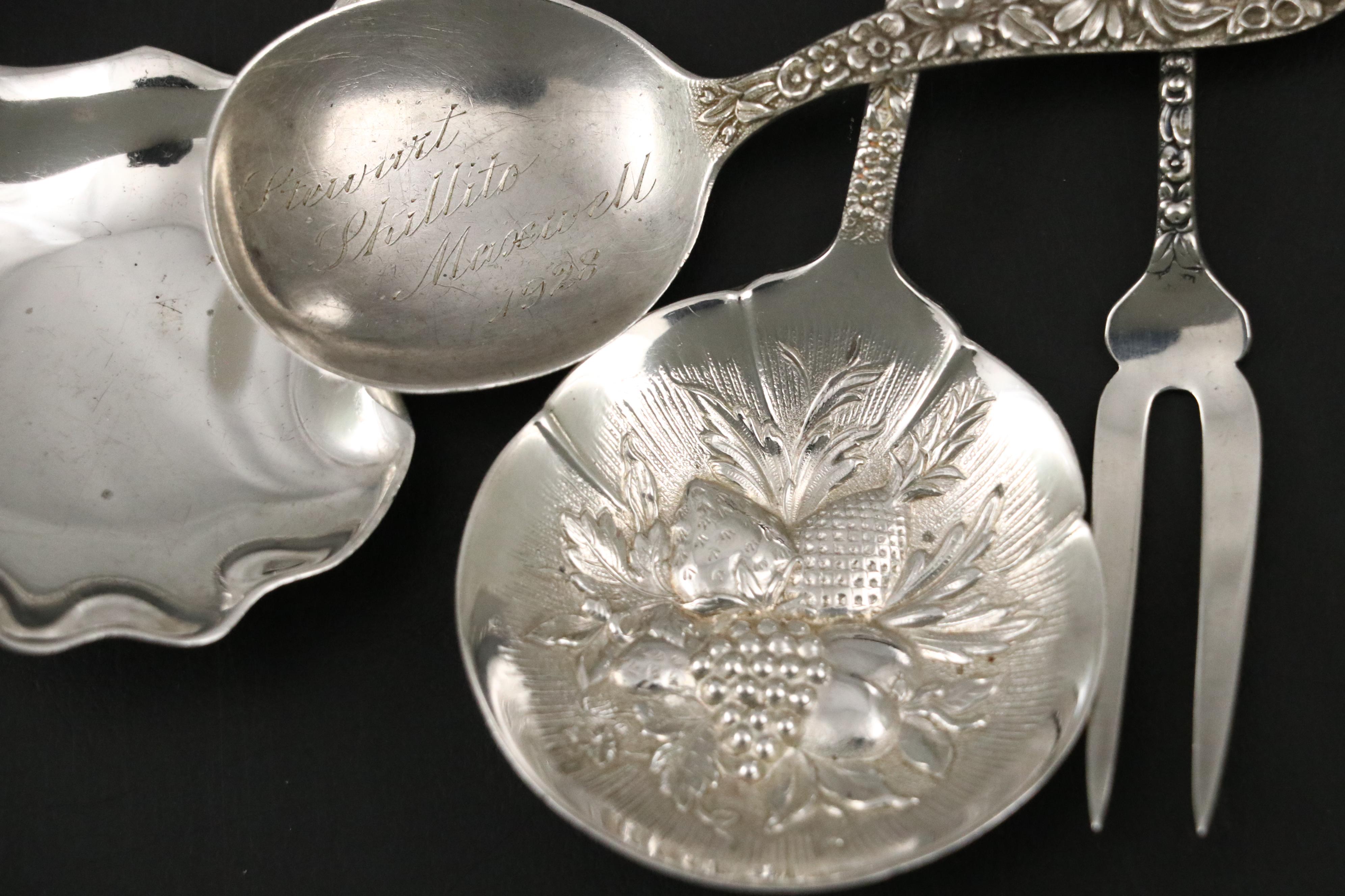 S. Kirk & Son Sterling Silver "Repousse" Serving Utensils and Shakers