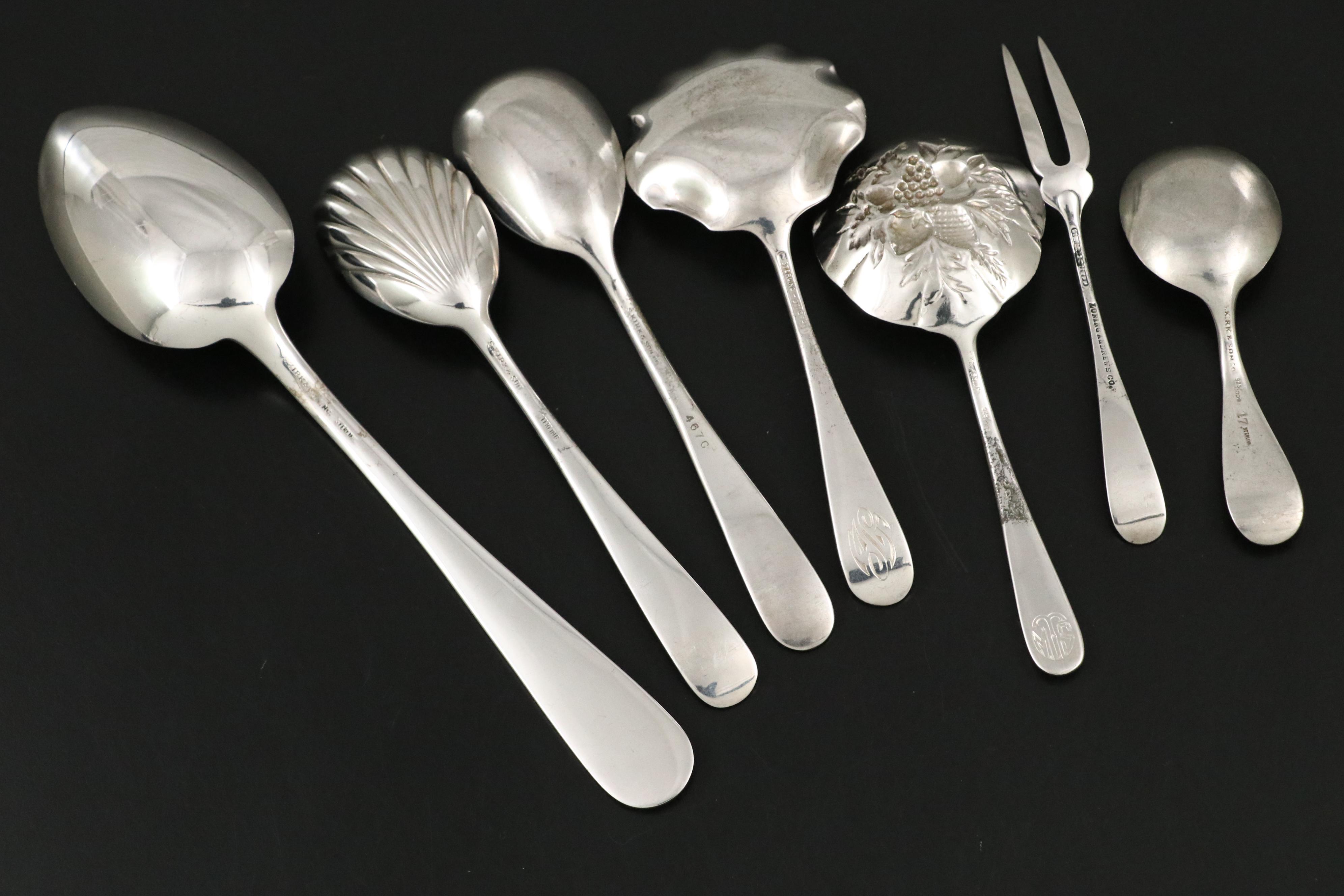 S. Kirk & Son Sterling Silver "Repousse" Serving Utensils and Shakers