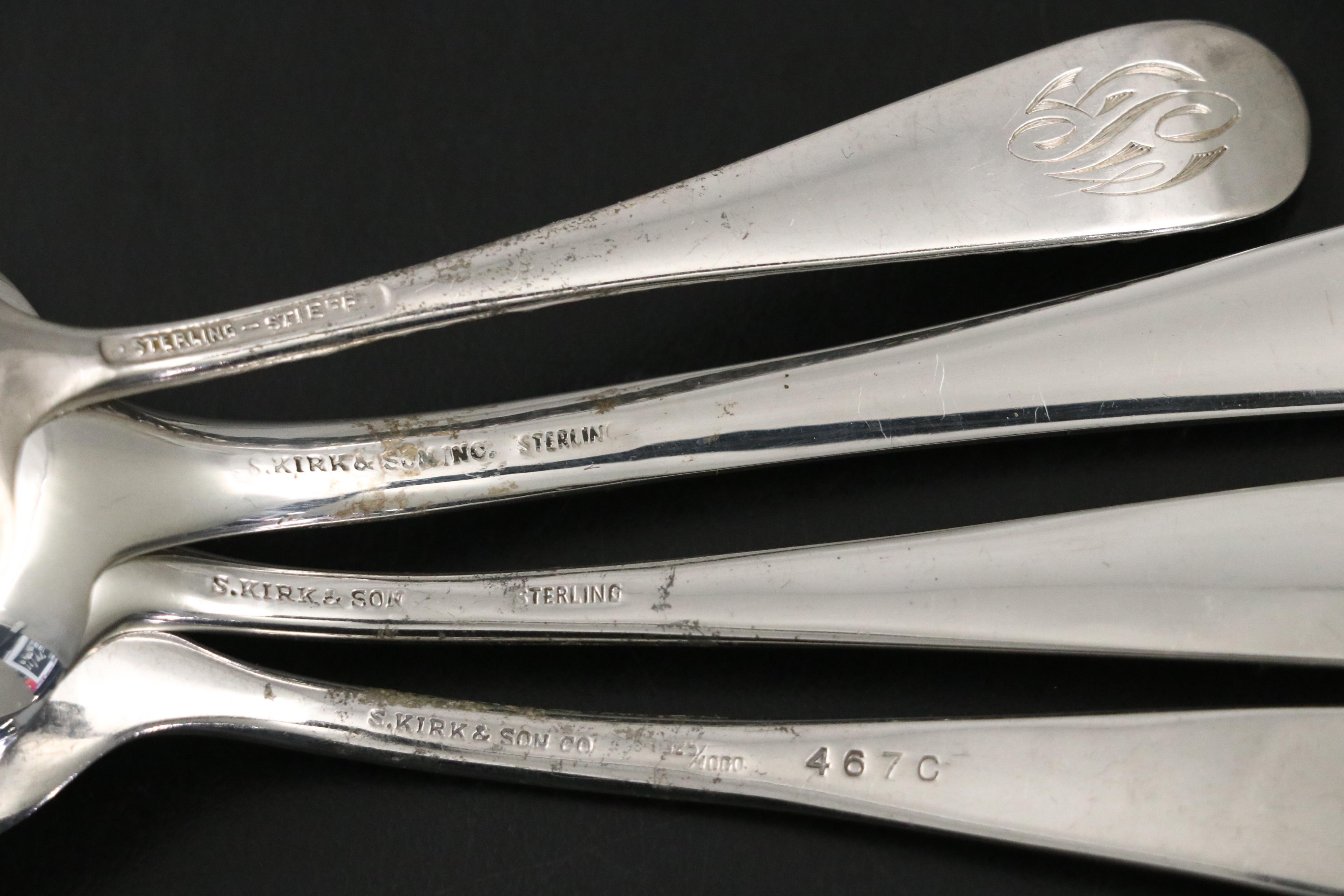 S. Kirk & Son Sterling Silver "Repousse" Serving Utensils and Shakers