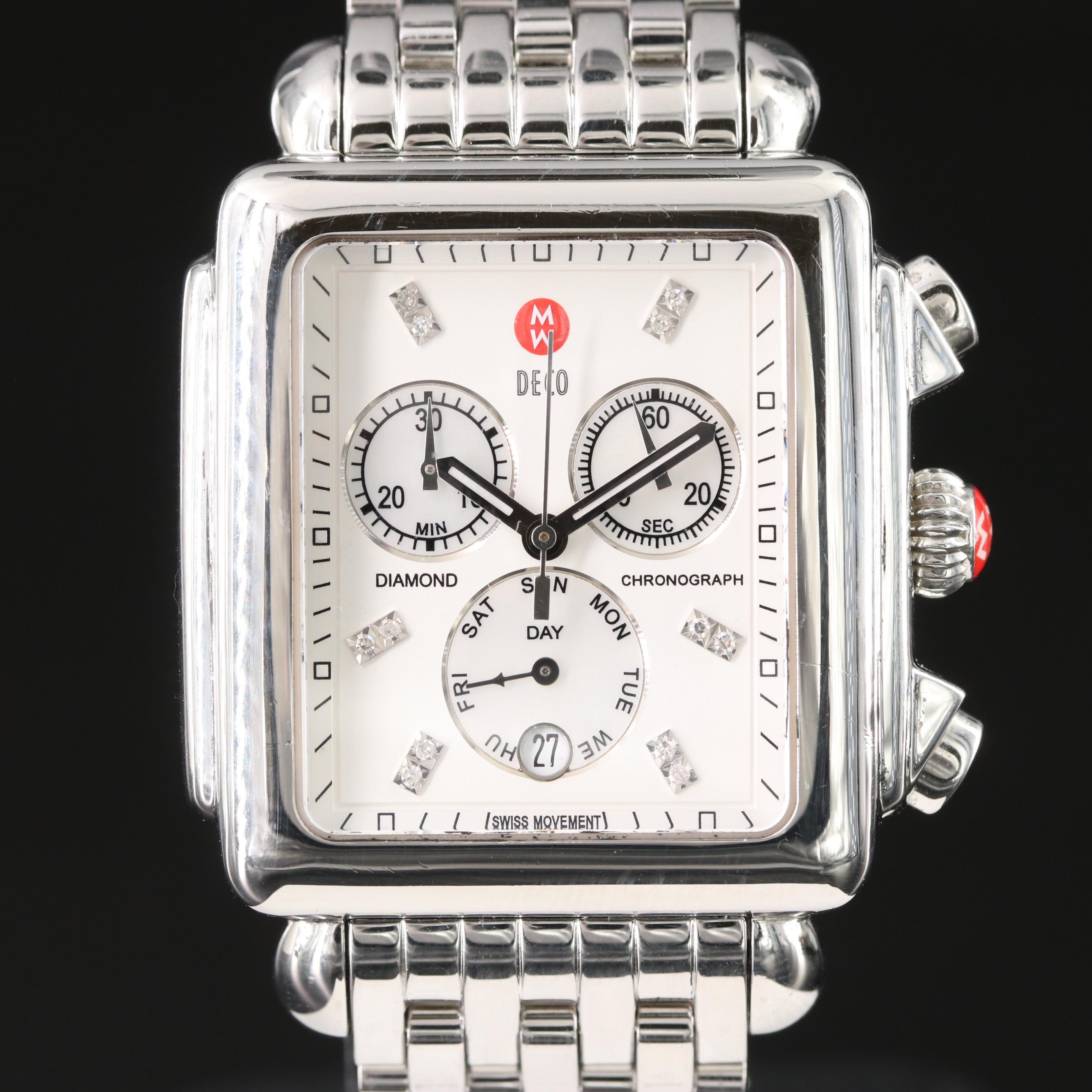 Michele Deco Diamond Chronograph Watch