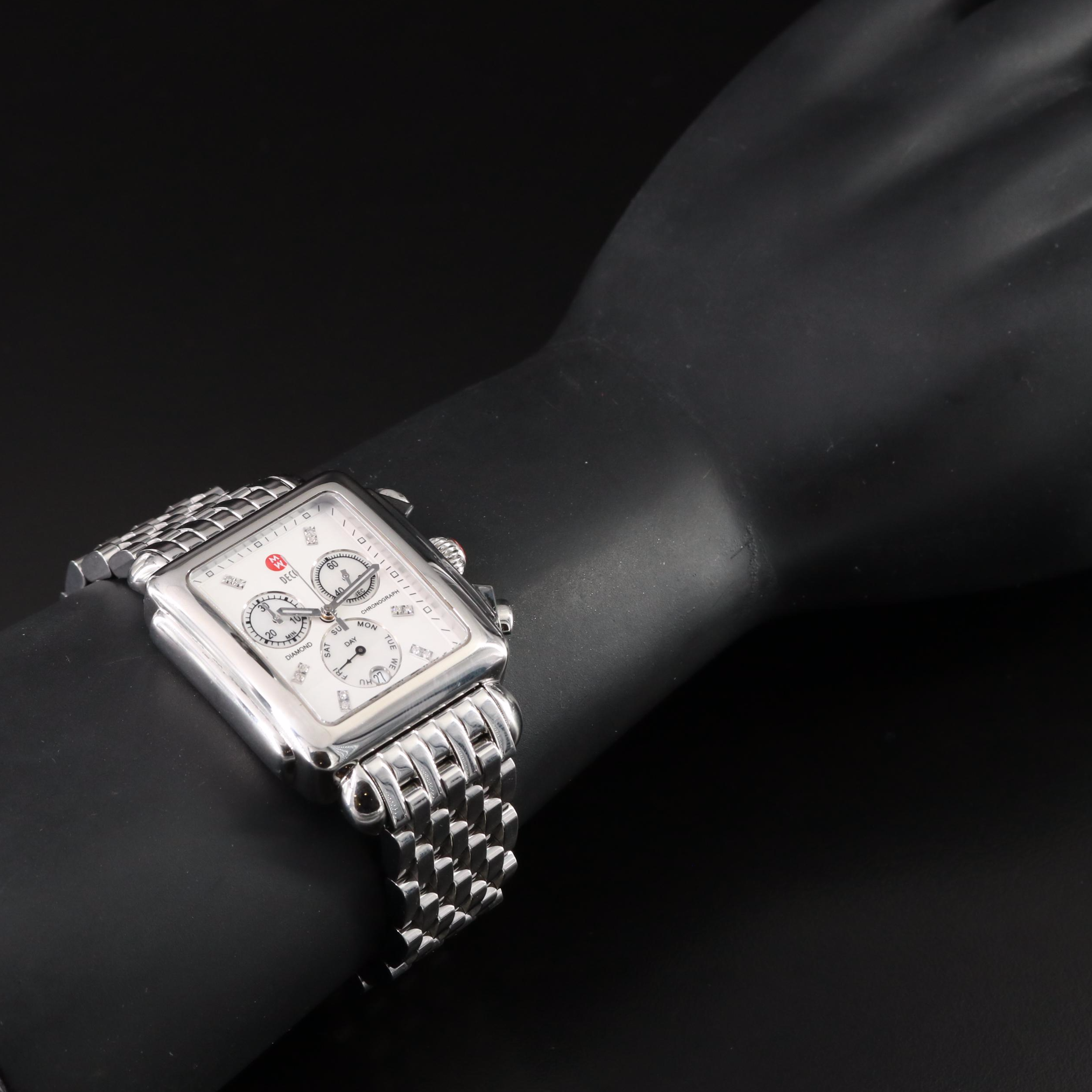 Michele Deco Diamond Chronograph Watch