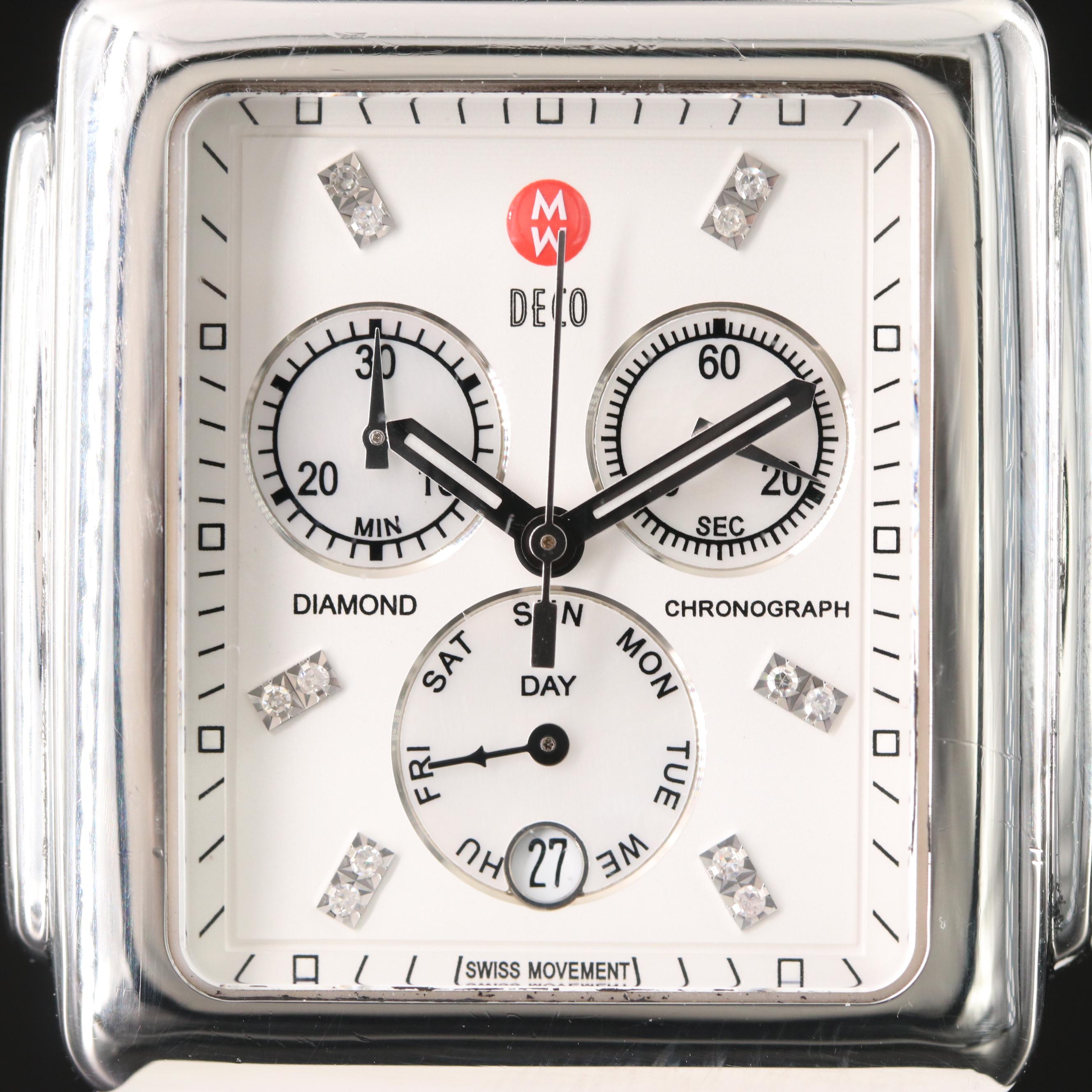 Michele Deco Diamond Chronograph Watch