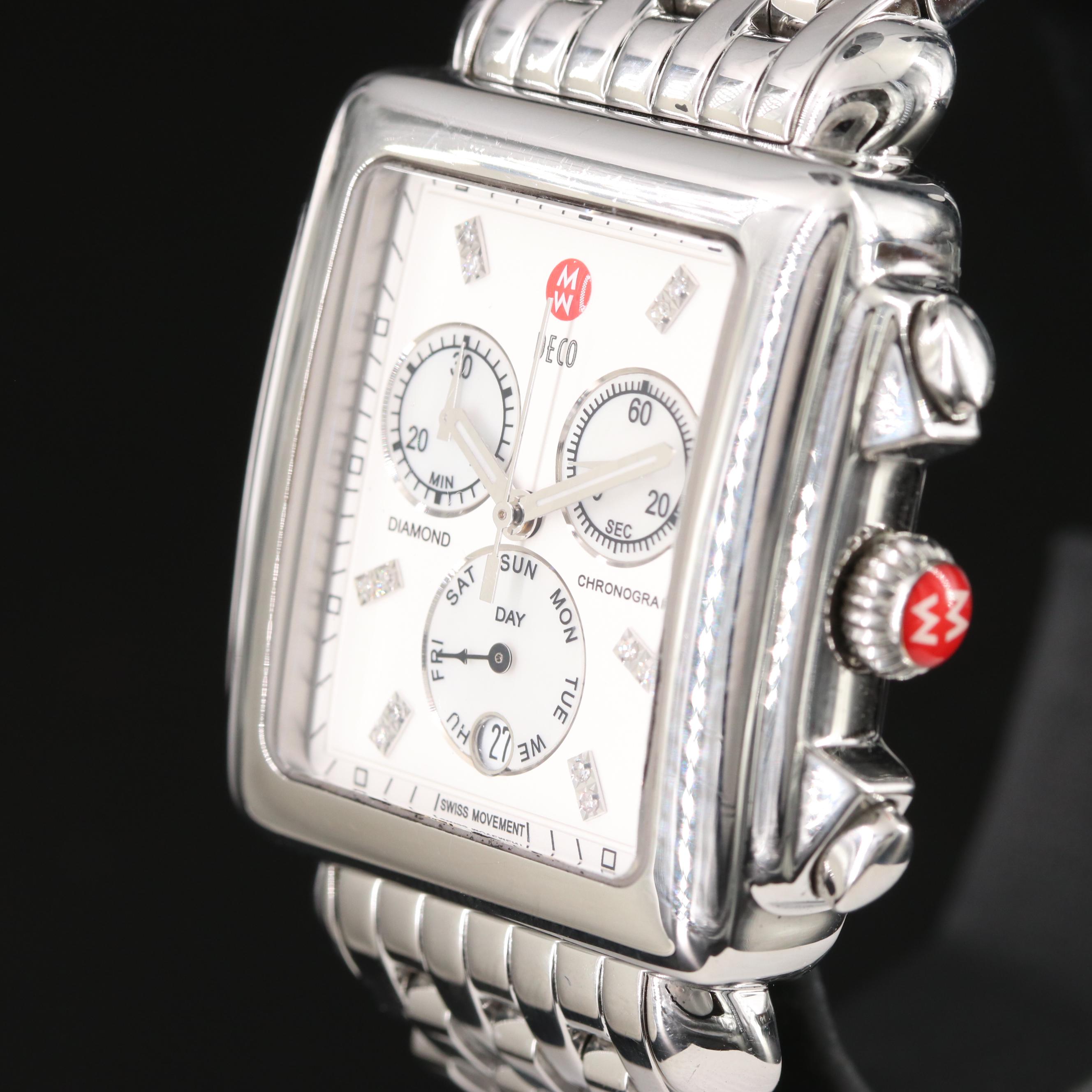 Michele Deco Diamond Chronograph Watch