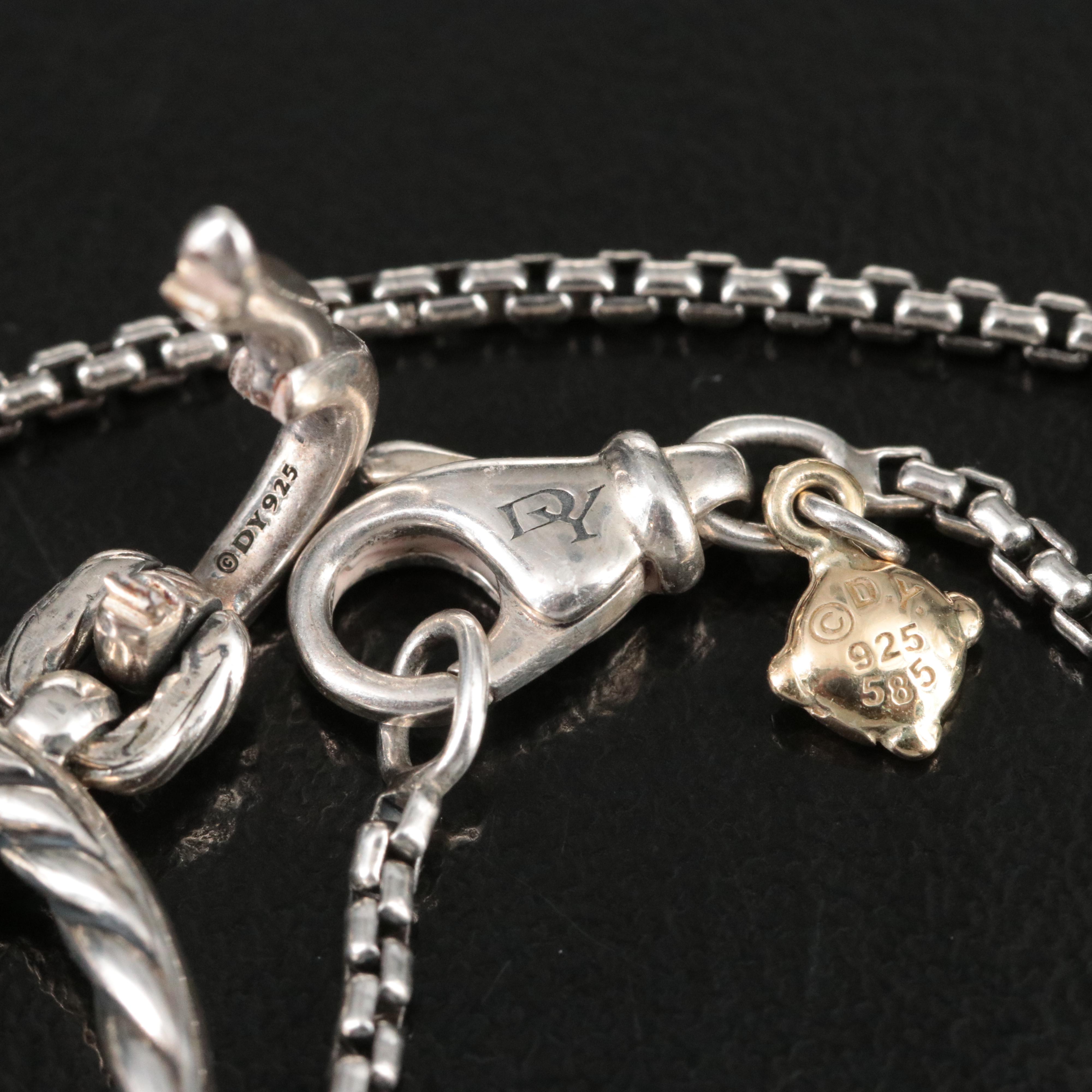 David Yurman NYC Sterling CTW 0.42 CTW Diamond Empire Enhancer Pendant Necklace