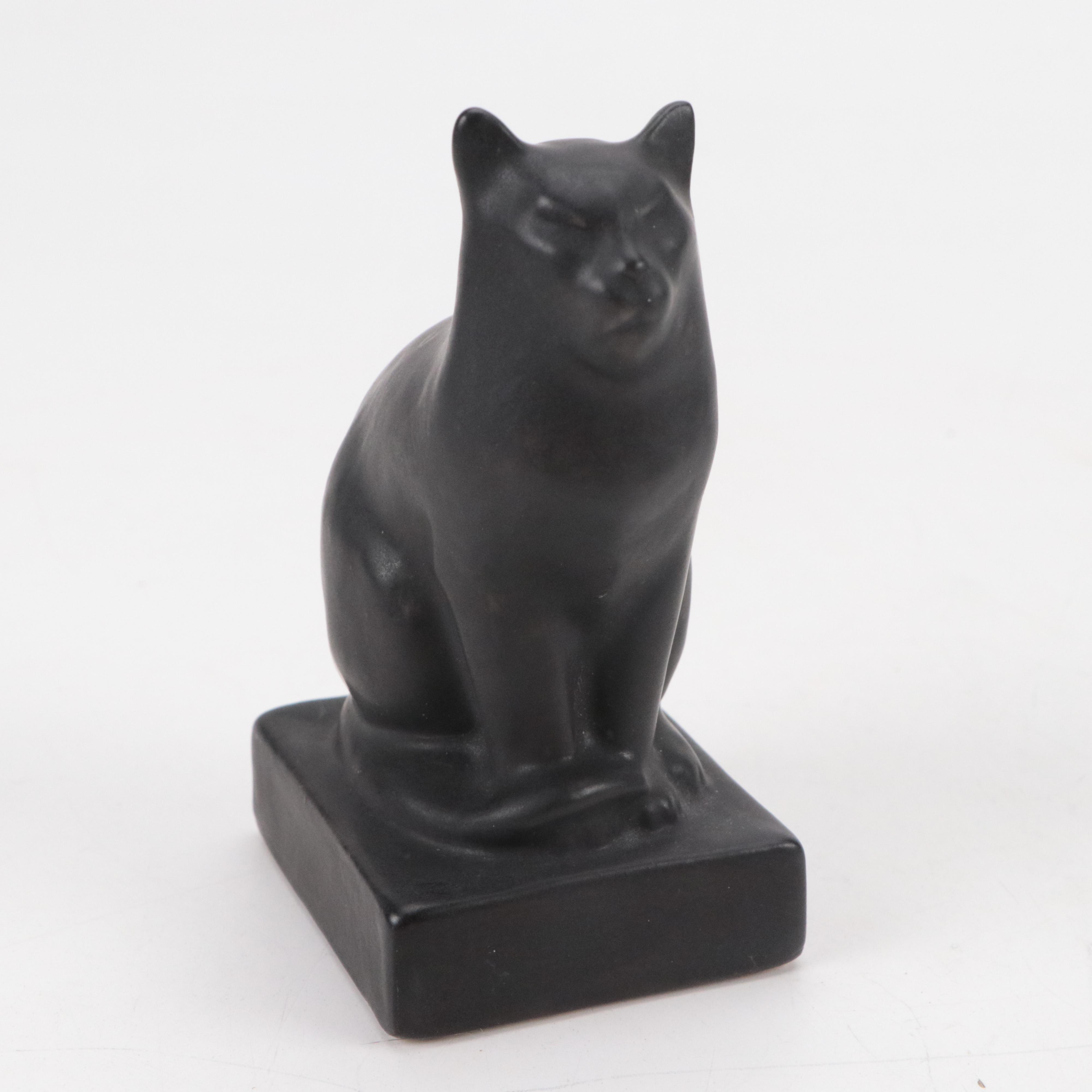 Rookwood Pottery Ceramic Vases and Black Cat
