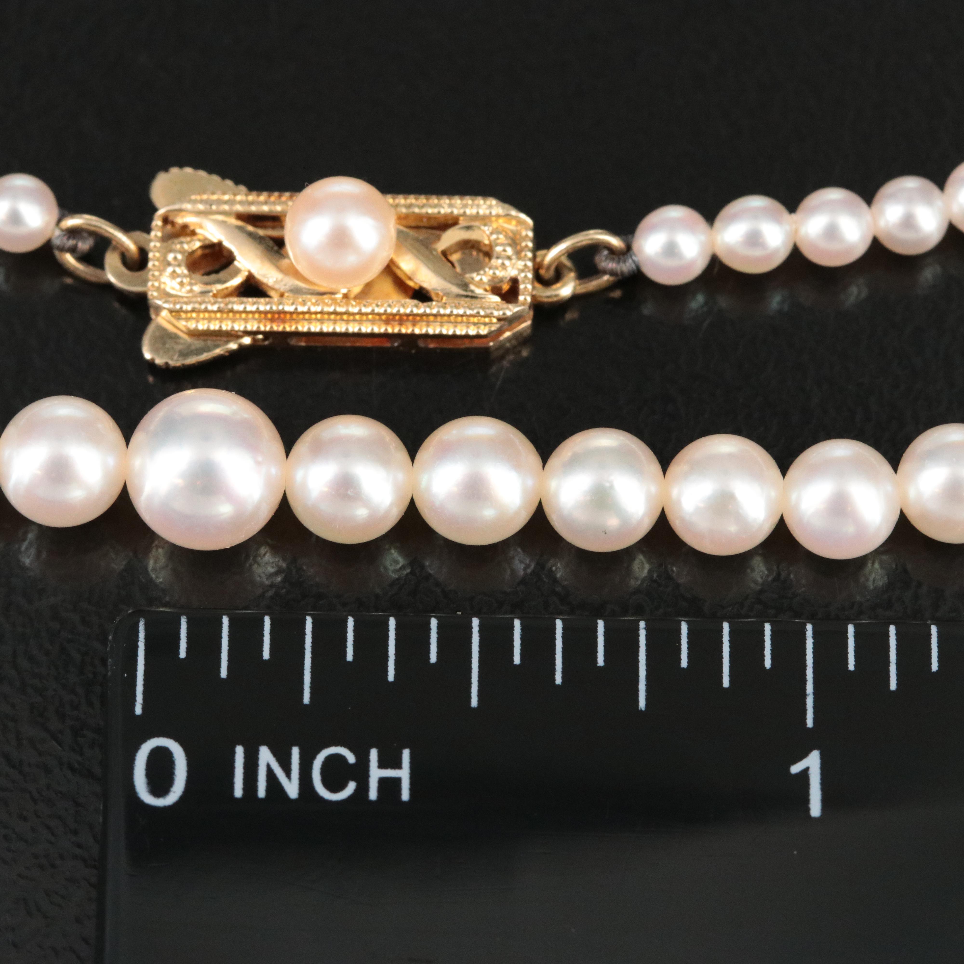 Mikimoto Graduated Pearl Necklace with 14K Clasp