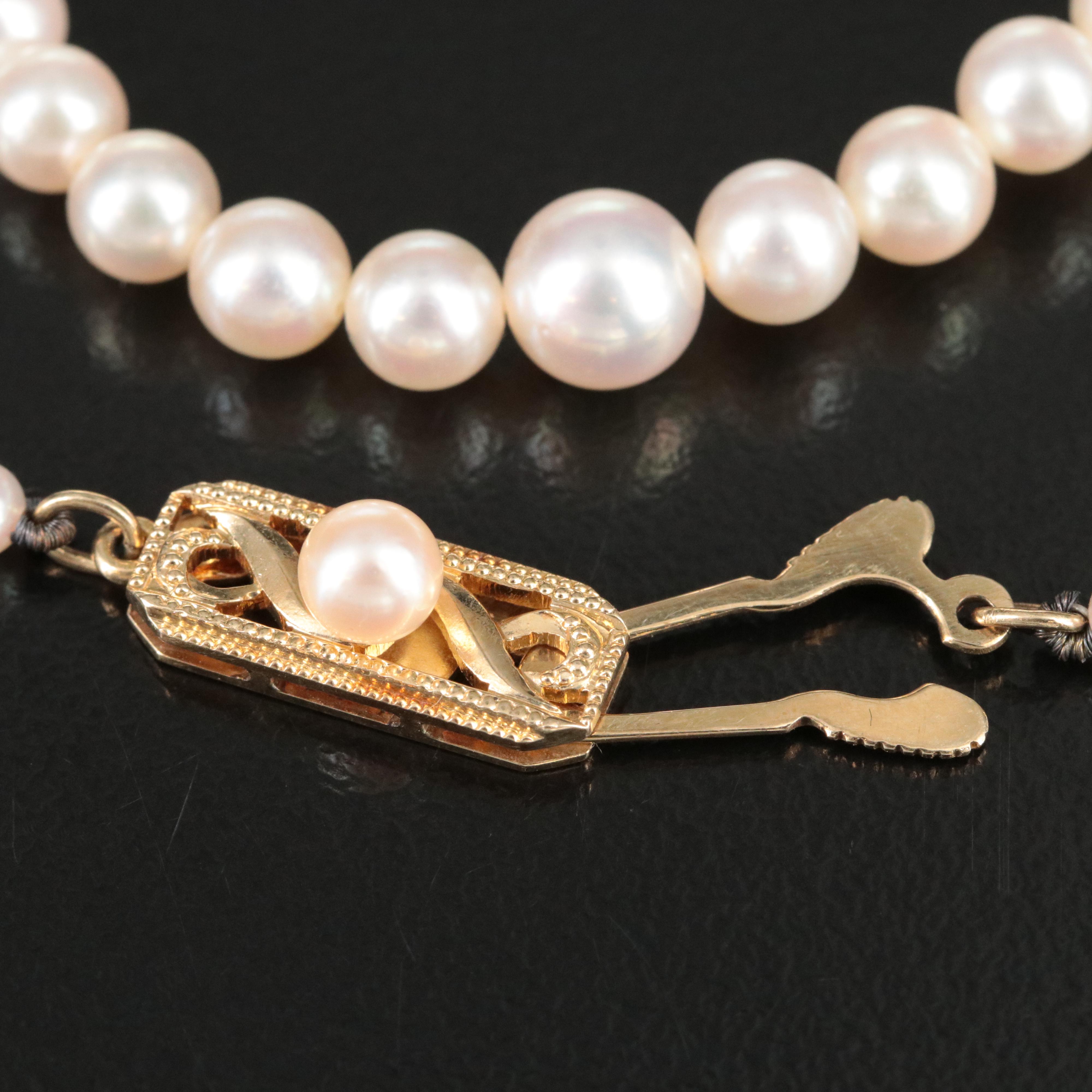Mikimoto Graduated Pearl Necklace with 14K Clasp