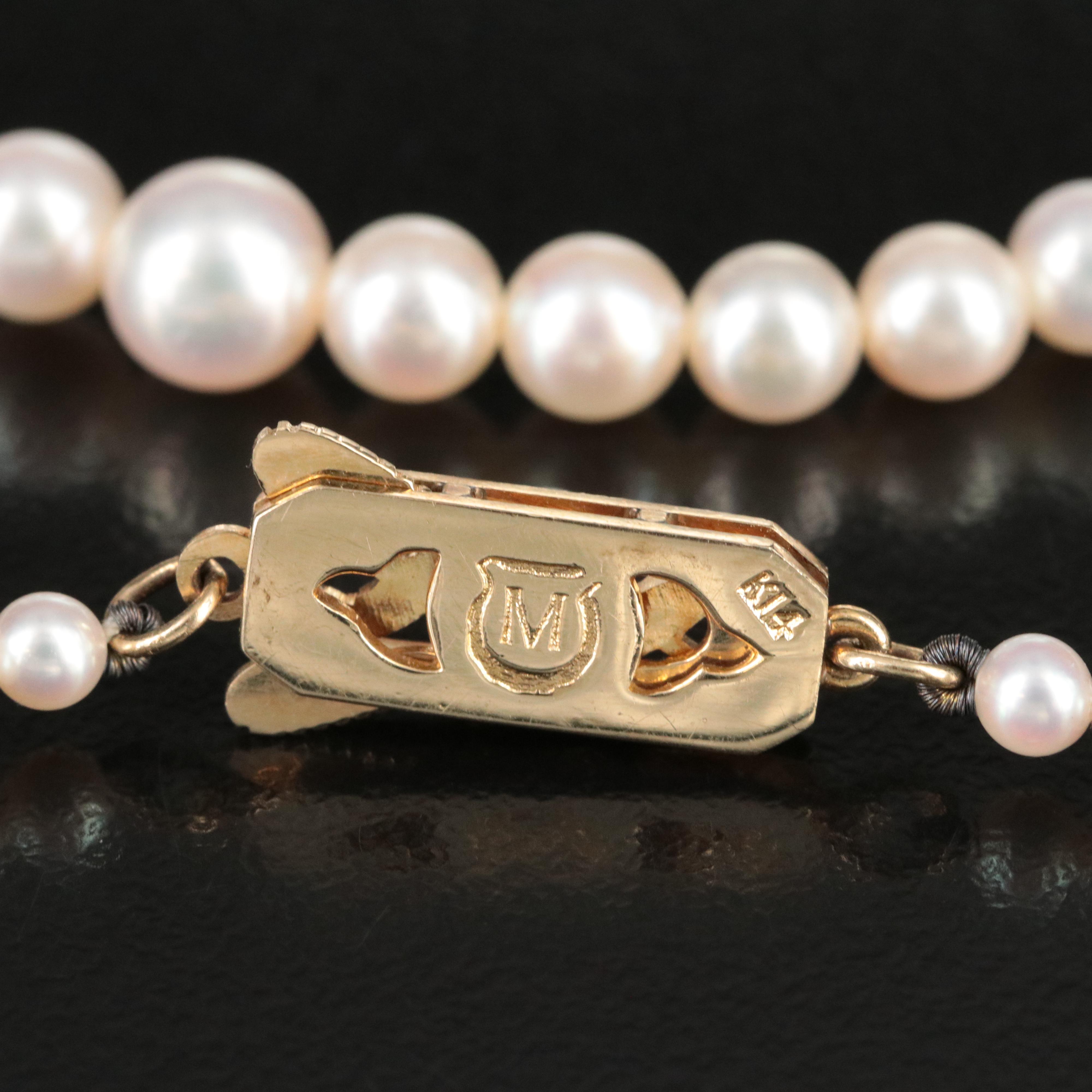 Mikimoto Graduated Pearl Necklace with 14K Clasp