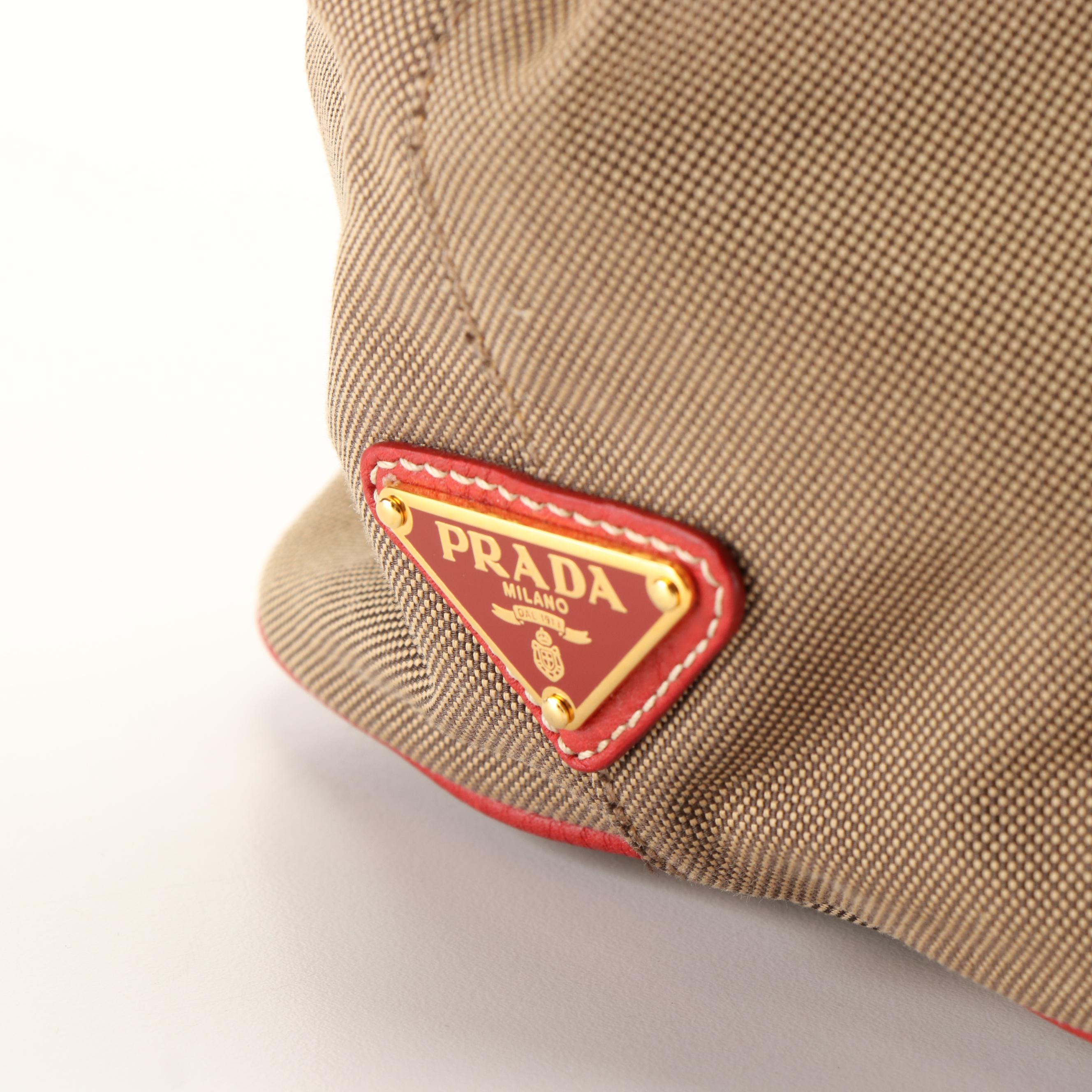 Prada Leather-Trimmed Logo Jacquard Satchel