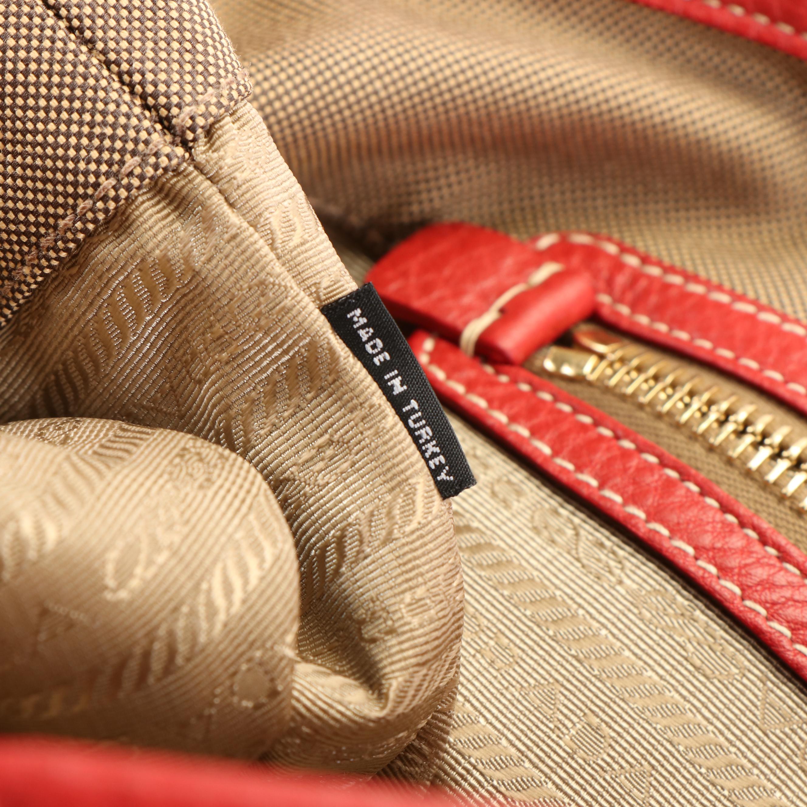 Prada Leather-Trimmed Logo Jacquard Satchel