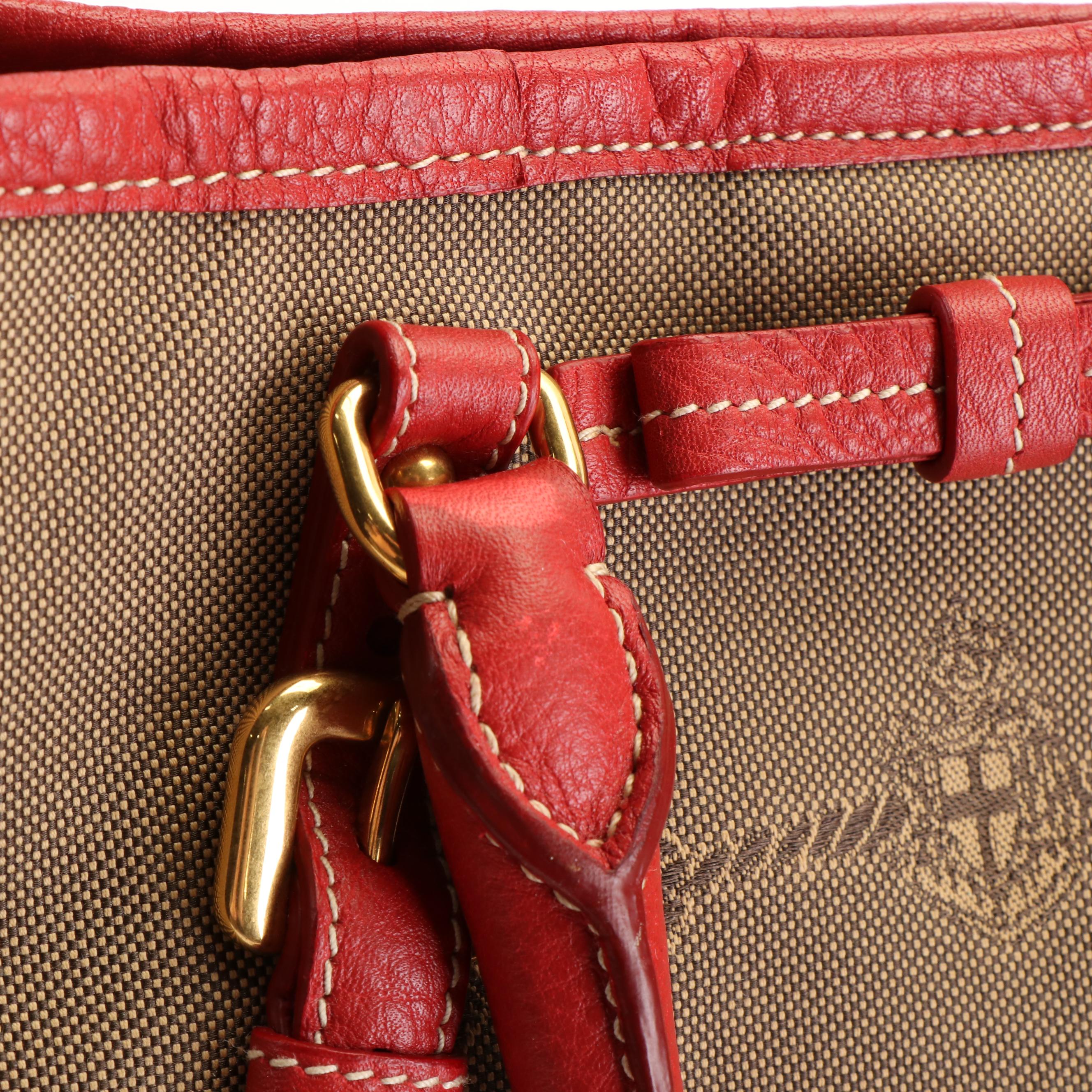 Prada Leather-Trimmed Logo Jacquard Satchel