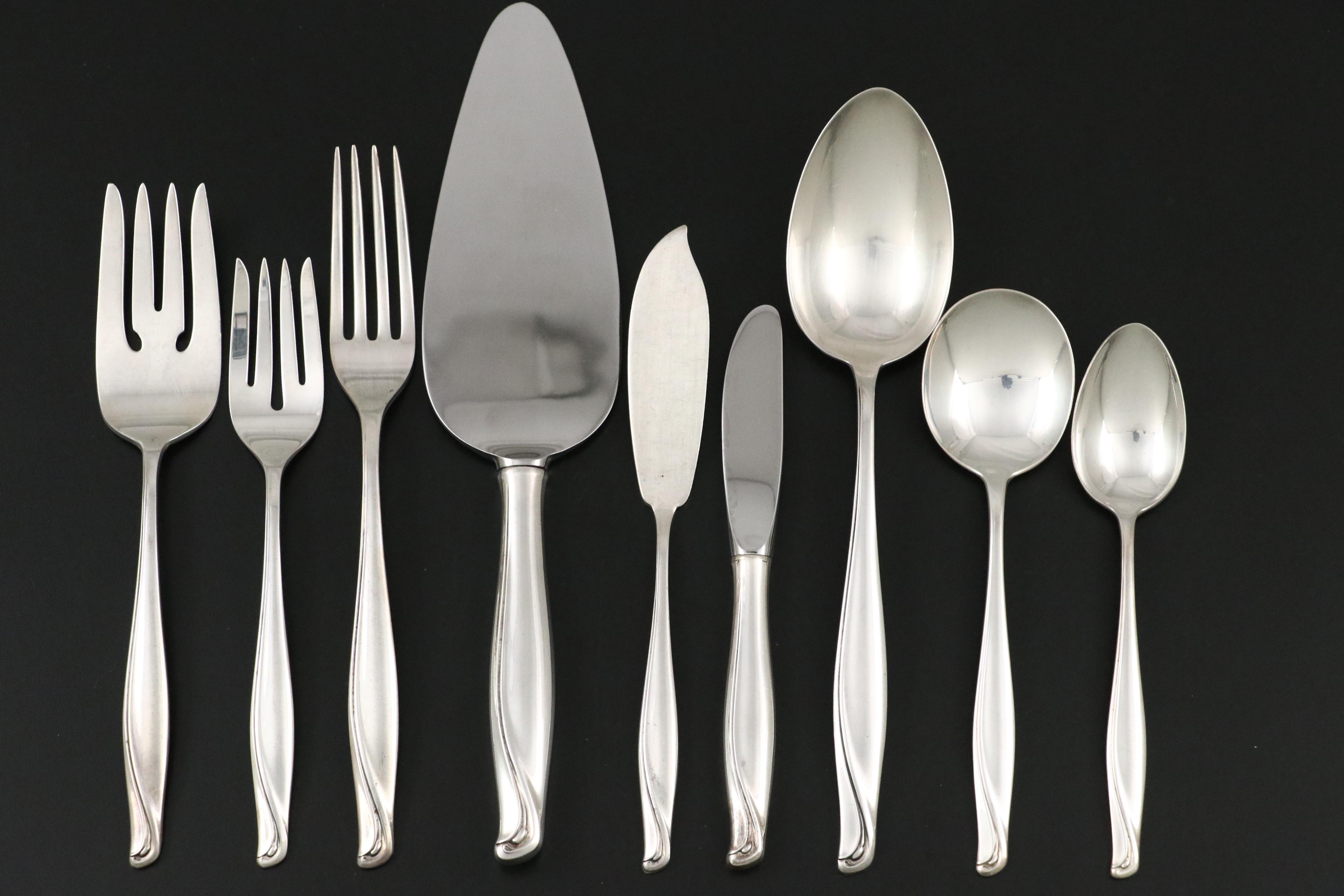 Alvin "Spring Bud" Sterling and Other Silver Plate Flatware, Mid to Late 20th C.