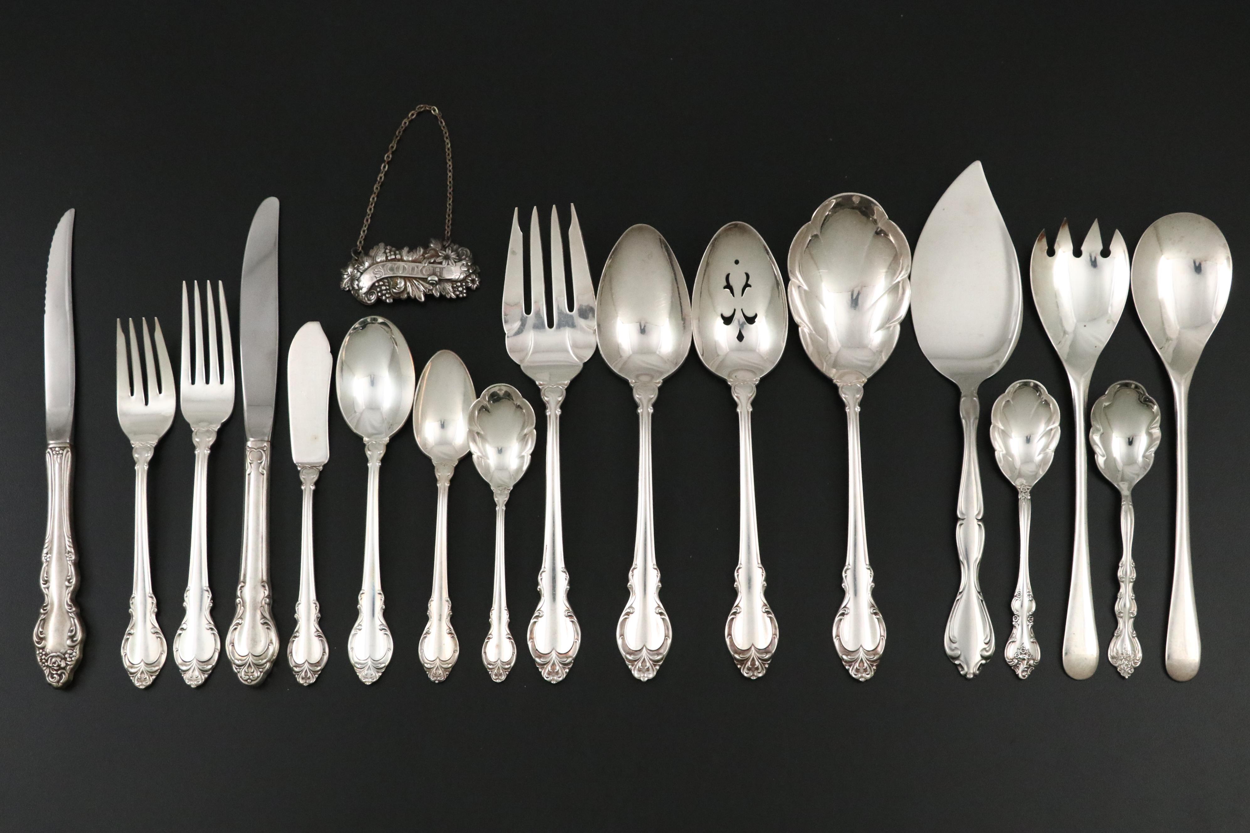 Alvin "Spring Bud" Sterling and Other Silver Plate Flatware, Mid to Late 20th C.