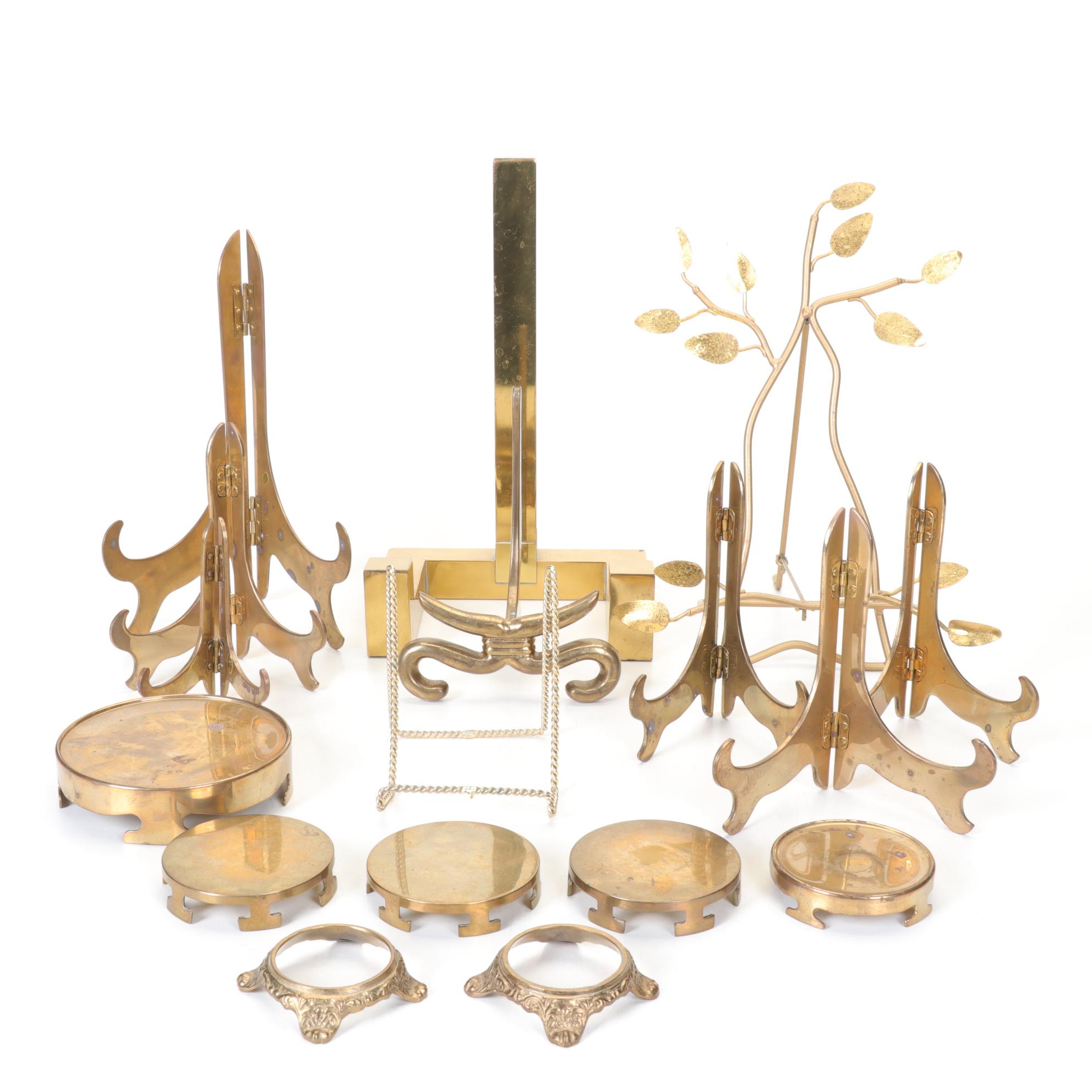 Polished Brass Stands, Easel, and Plate Displays