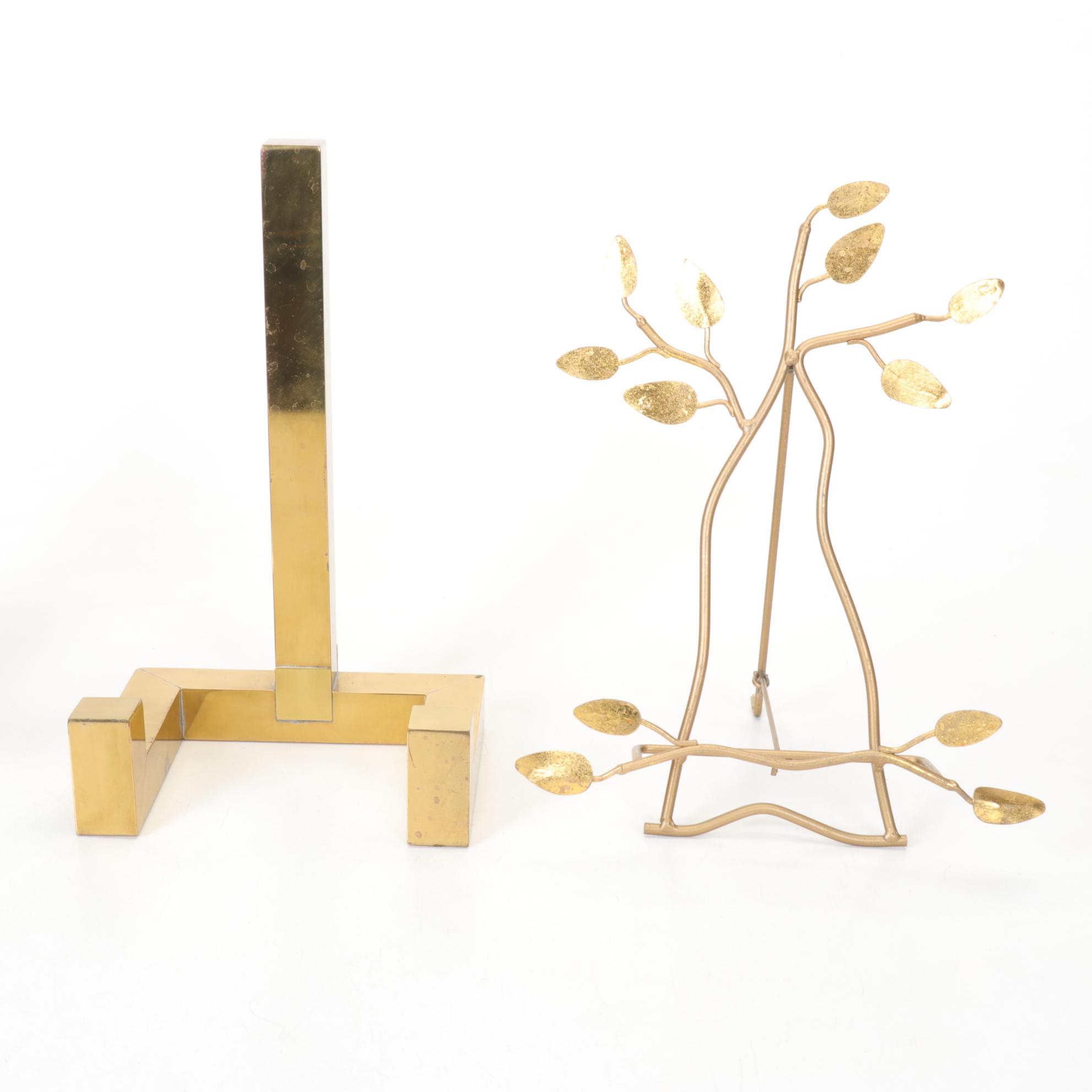 Polished Brass Stands, Easel, and Plate Displays