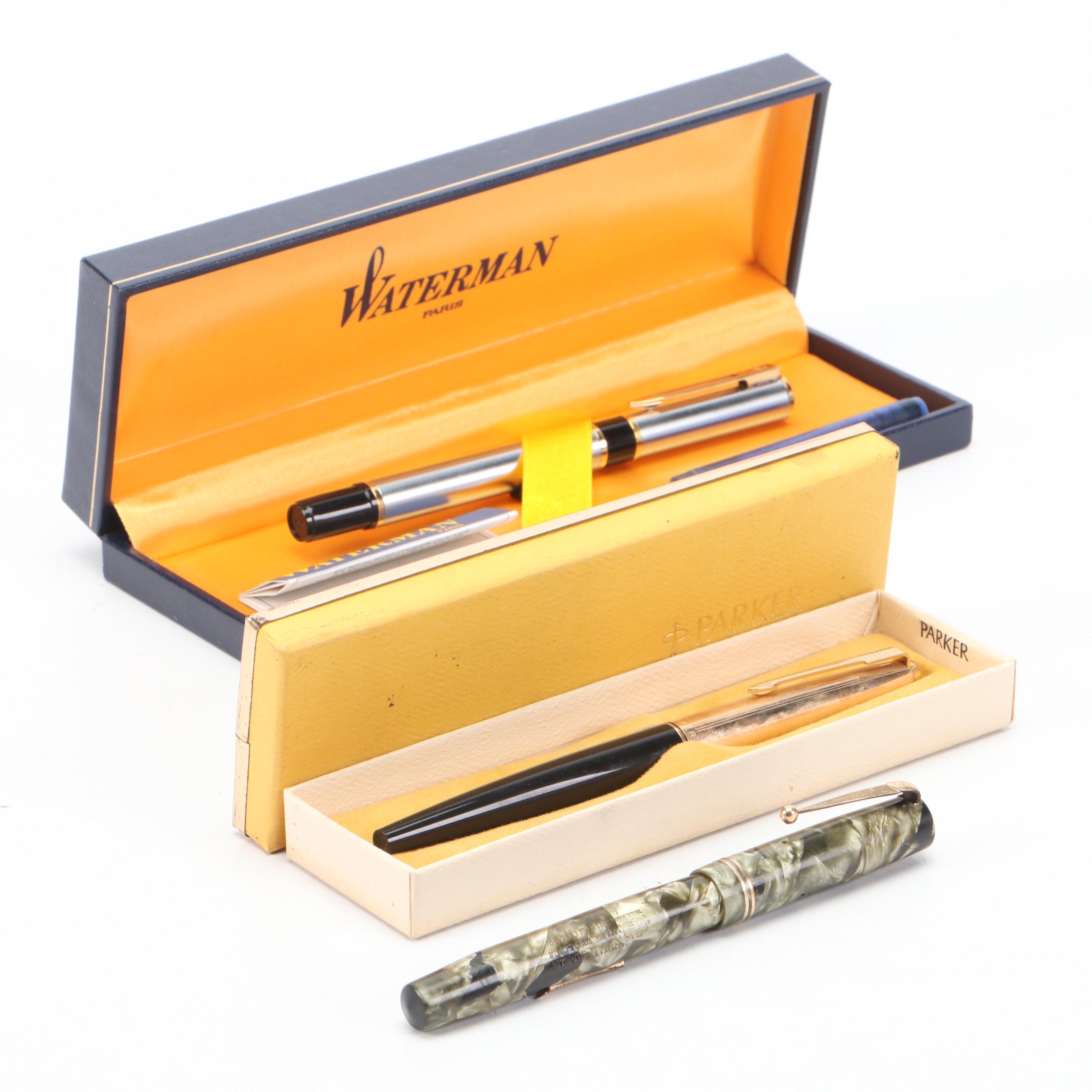 English "Swan" Self-Filler Fountain Pen with Parker and Waterman Fountain Pens