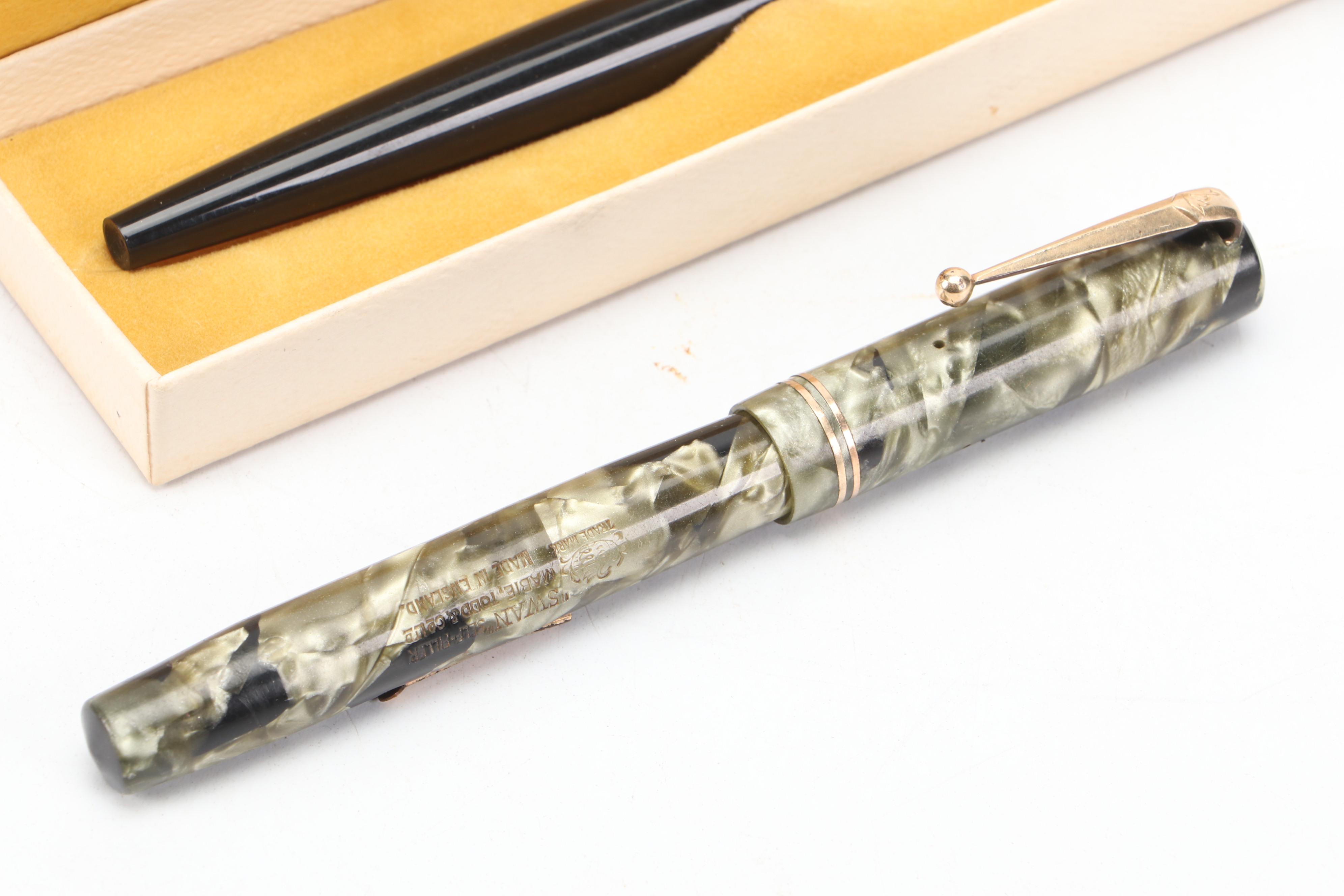English "Swan" Self-Filler Fountain Pen with Parker and Waterman Fountain Pens