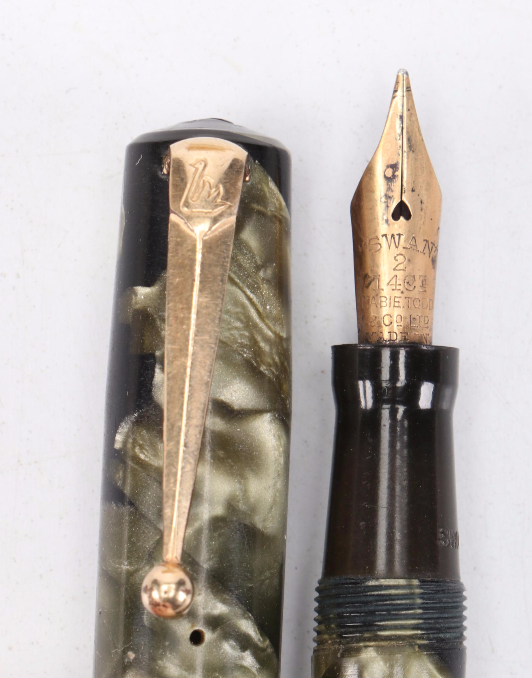 English "Swan" Self-Filler Fountain Pen with Parker and Waterman Fountain Pens