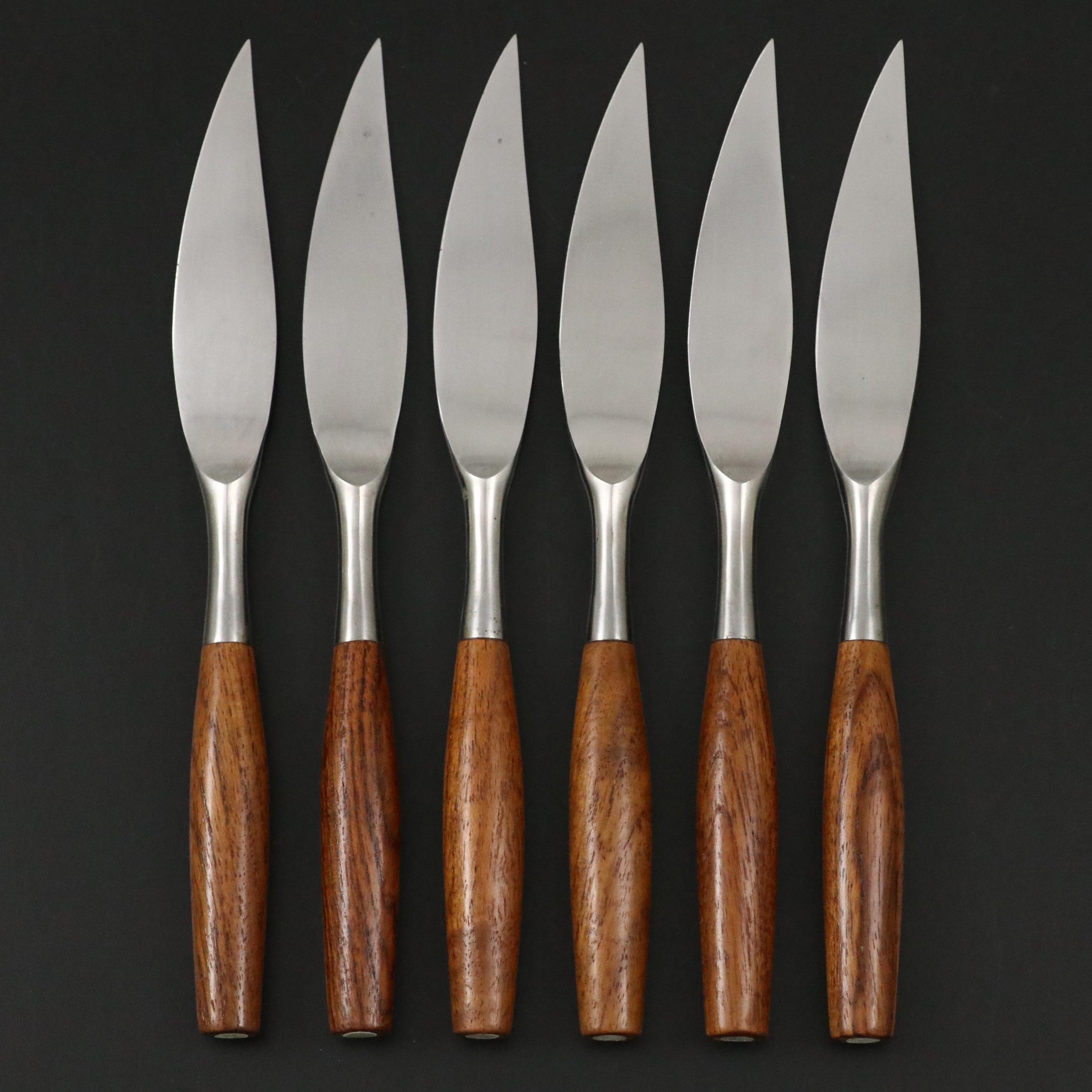 Dansk Danish Modern Style Wooden Handled Knives, Mid to Late 20th Century