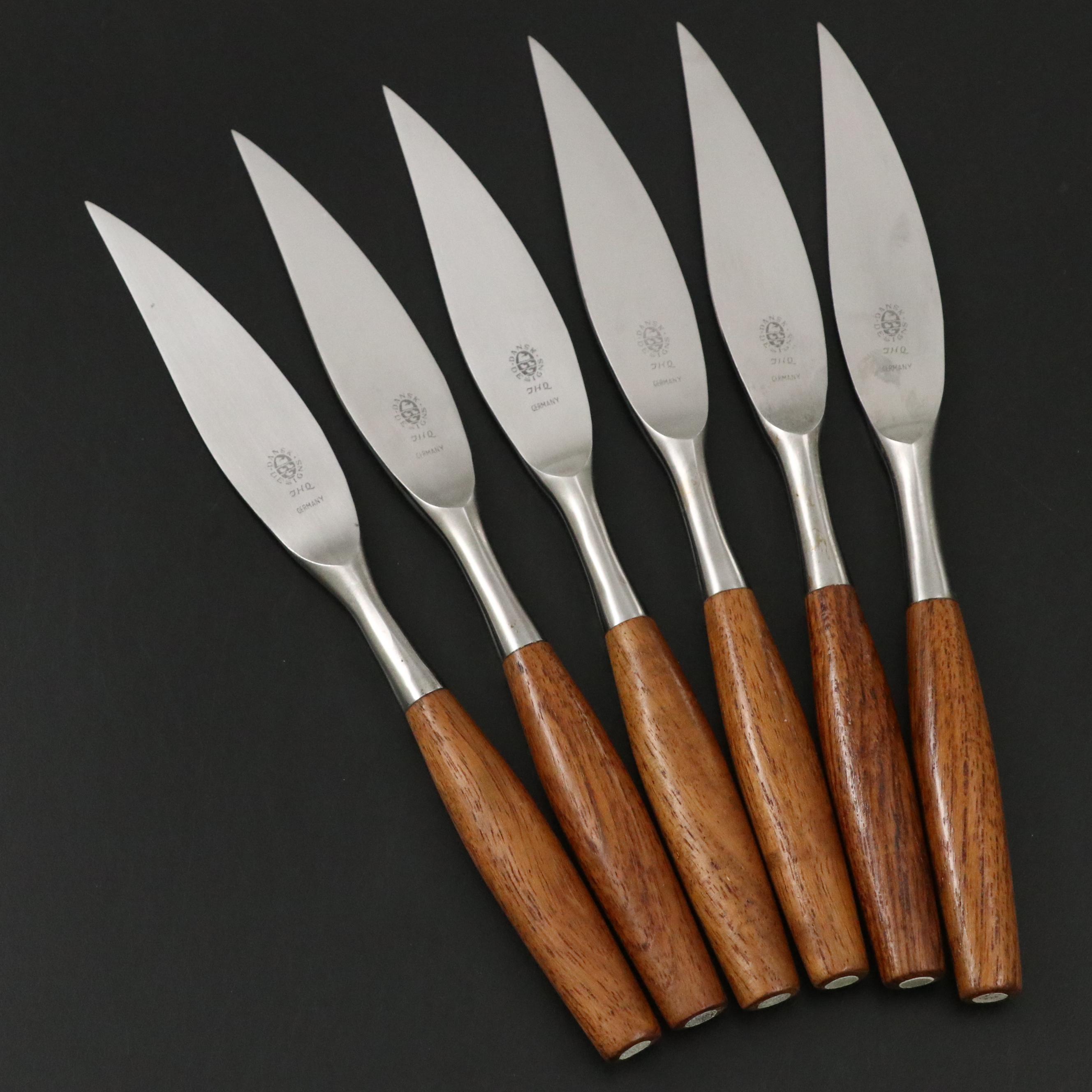 Dansk Danish Modern Style Wooden Handled Knives, Mid to Late 20th Century