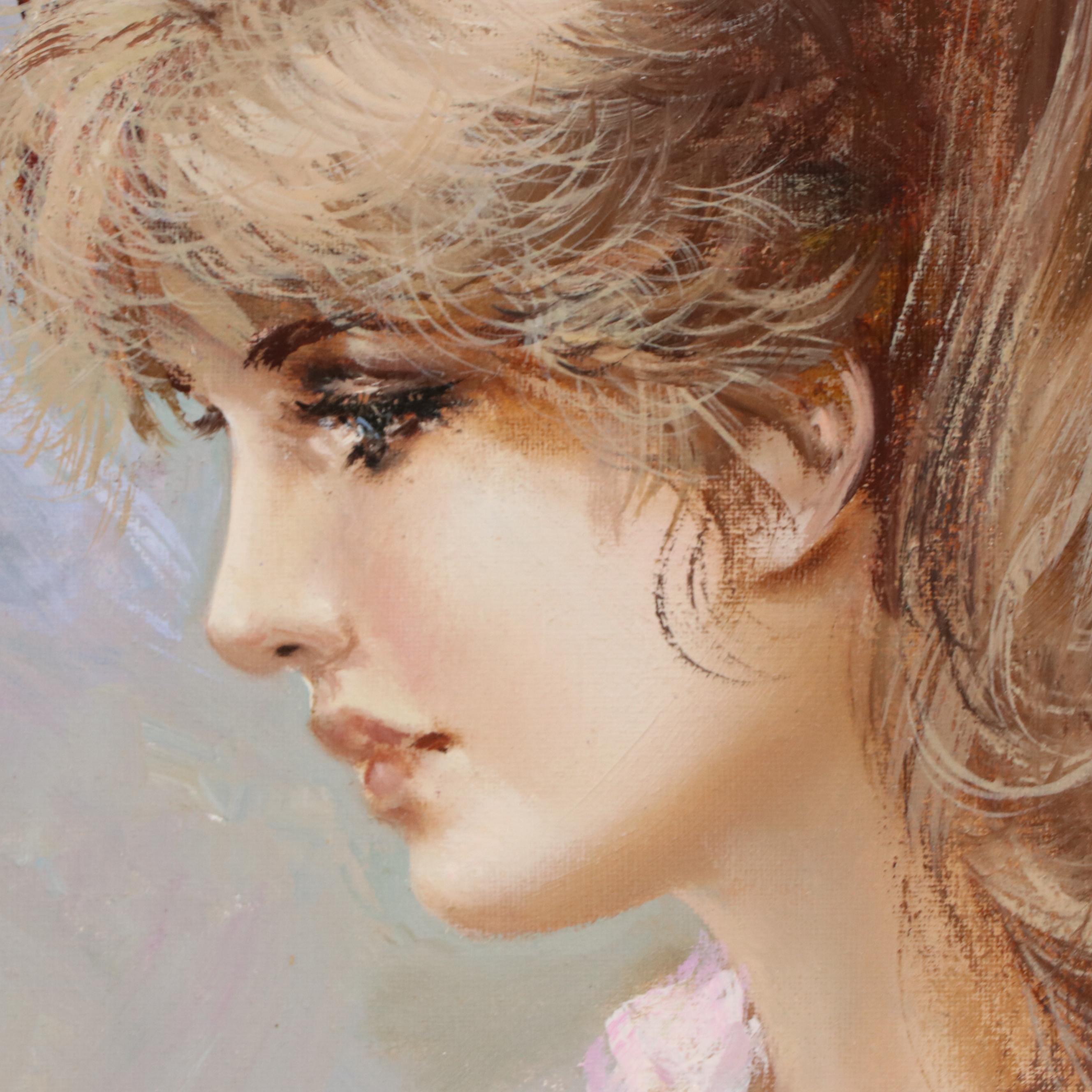 Lucia Satro Portrait Oil Painting of Semi-Nude Woman