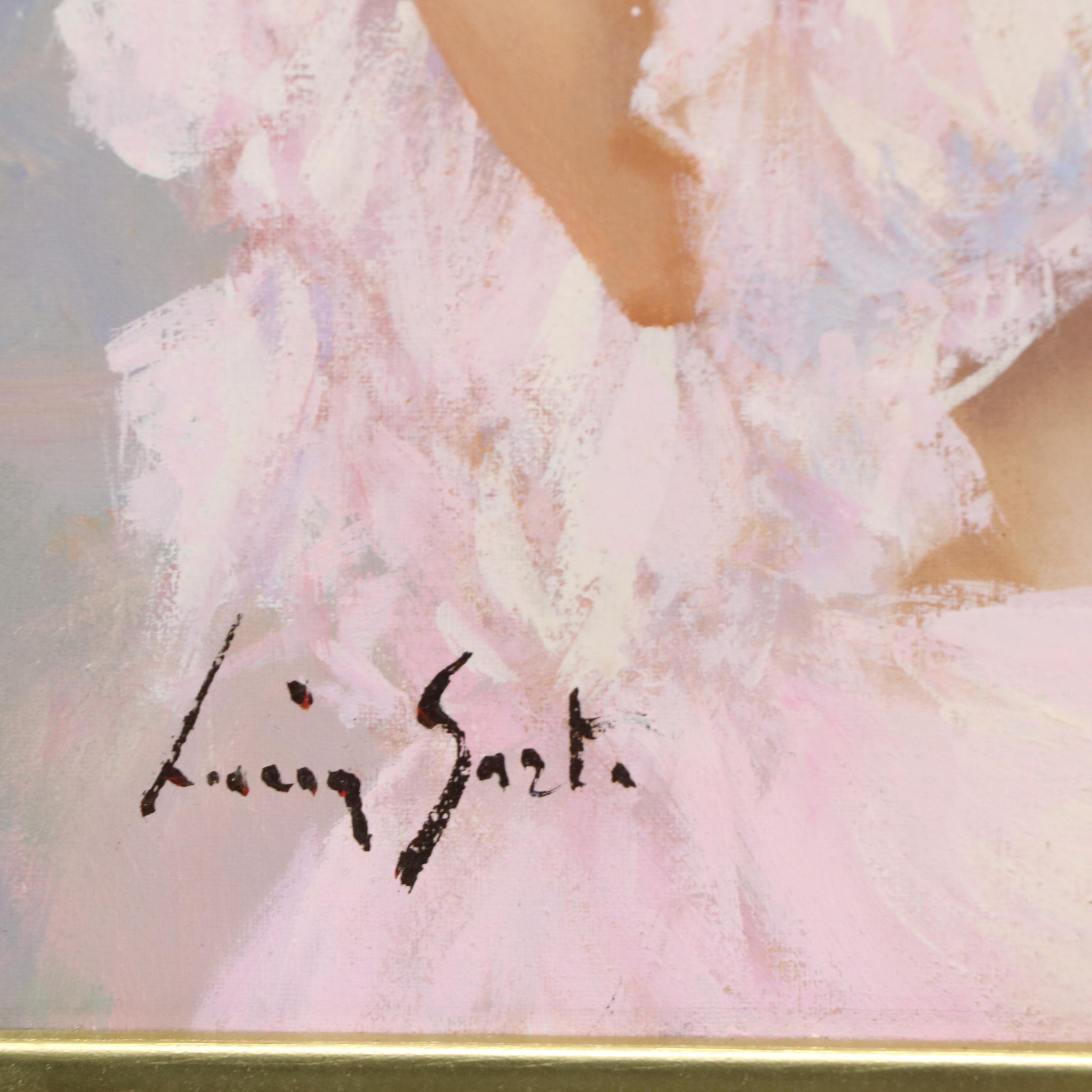 Lucia Satro Portrait Oil Painting of Semi-Nude Woman