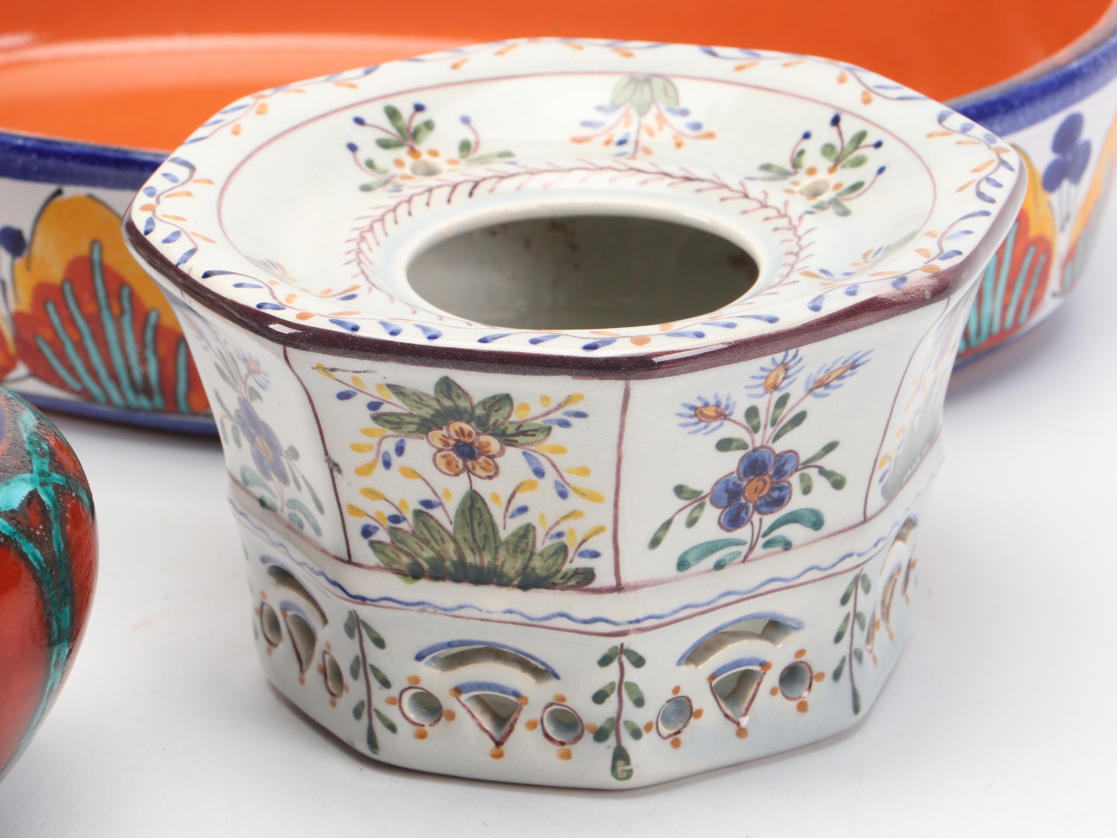 Portuguese Carvalhinho Porto Vase and Other Hand-Painted Ceramic Décor