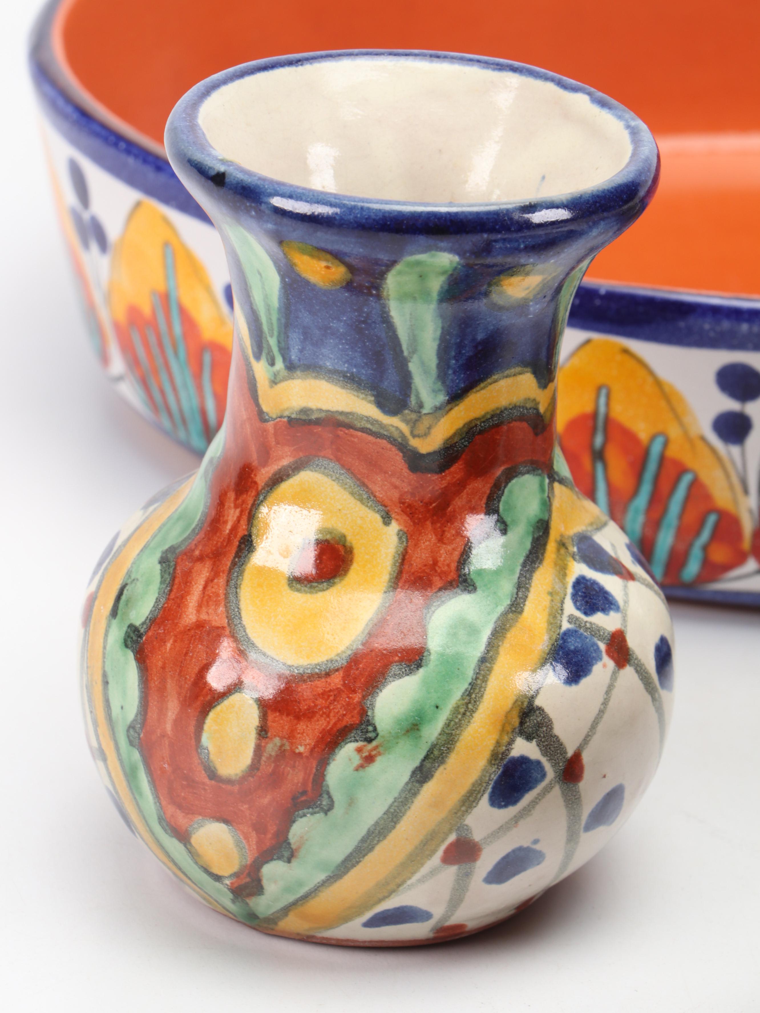 Portuguese Carvalhinho Porto Vase and Other Hand-Painted Ceramic Décor