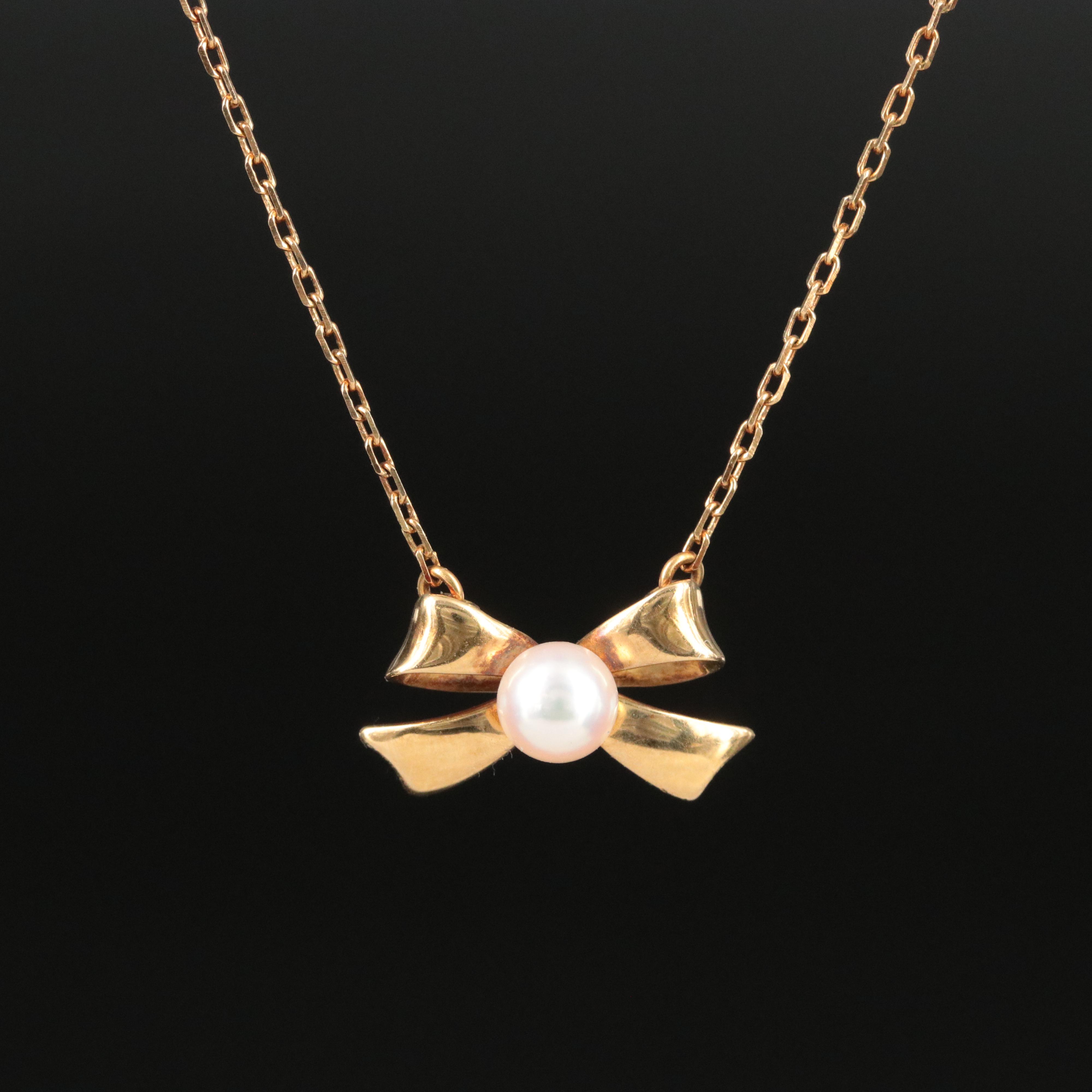 Mikimoto 18K Pearl Bow Necklace