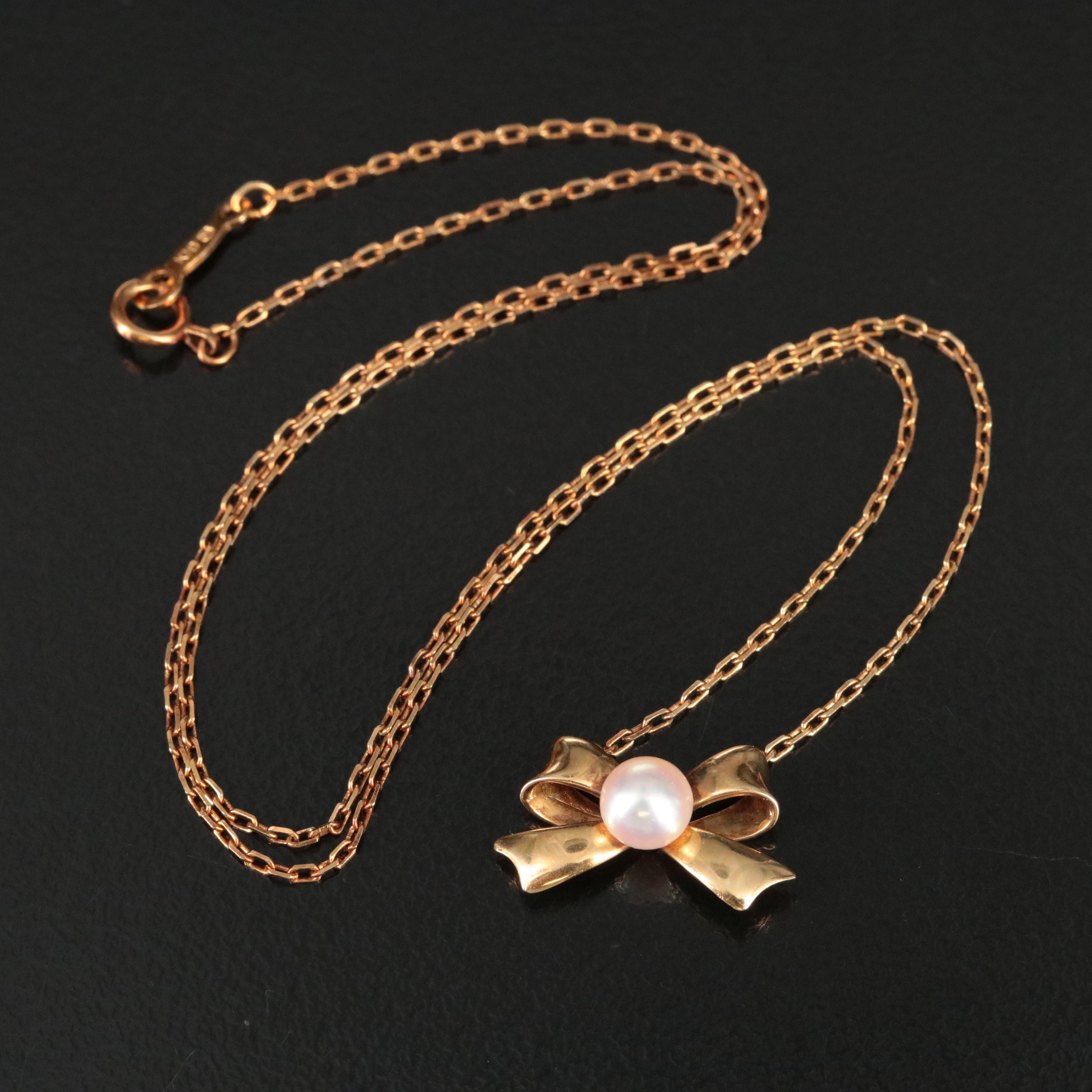Mikimoto 18K Pearl Bow Necklace