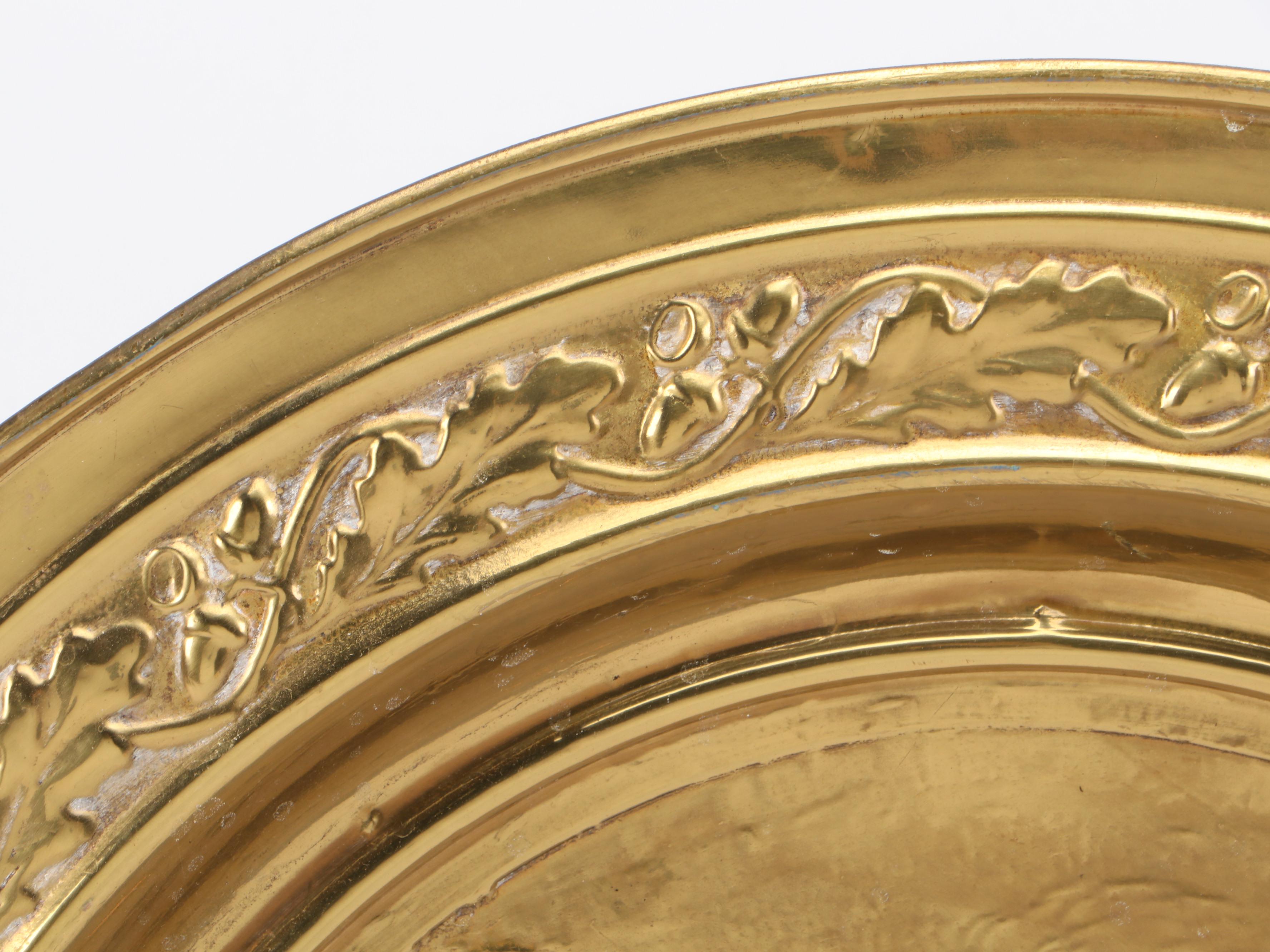 Gilt Metal Wall Plate of Foxhunt Scene