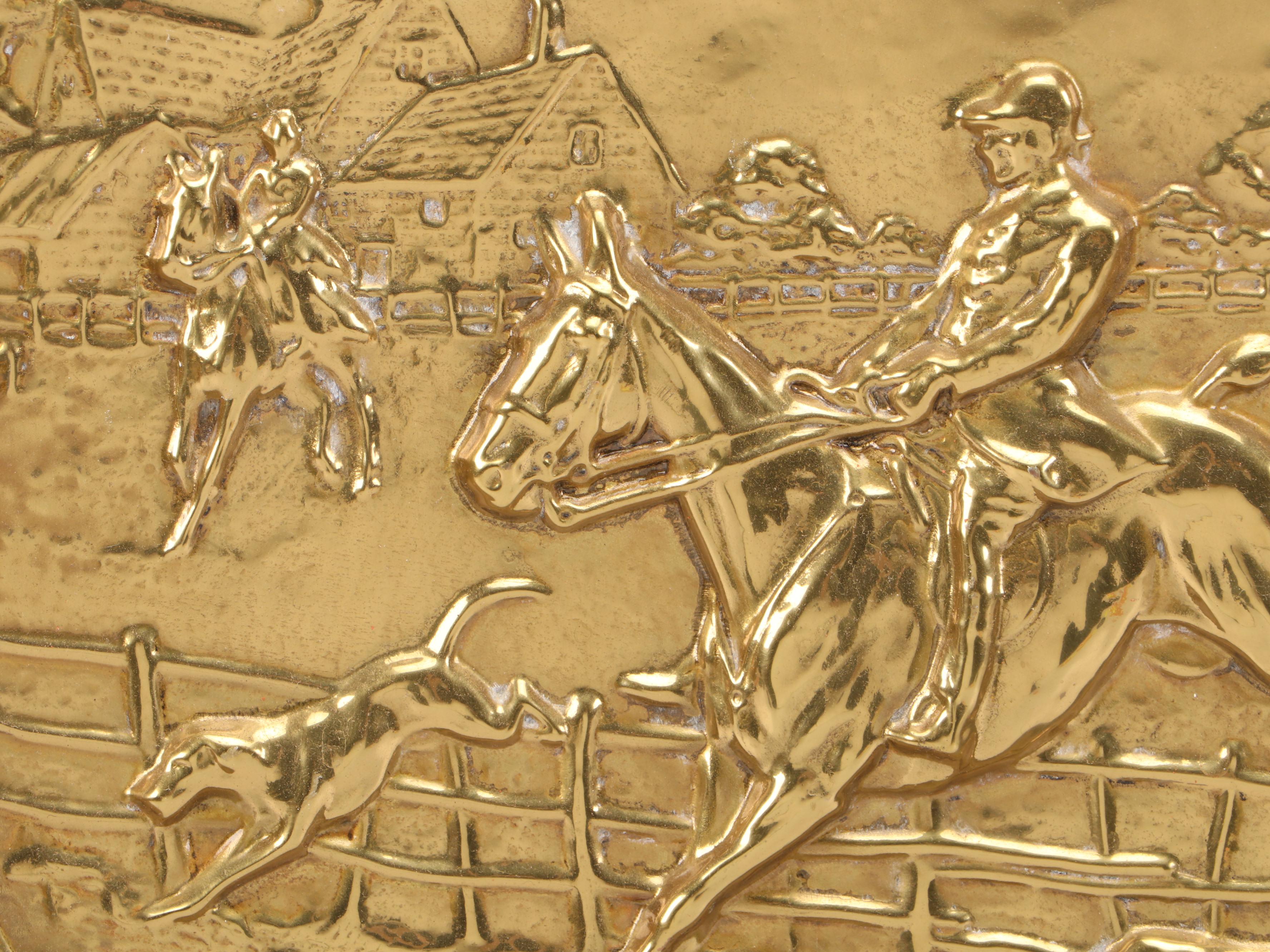 Gilt Metal Wall Plate of Foxhunt Scene