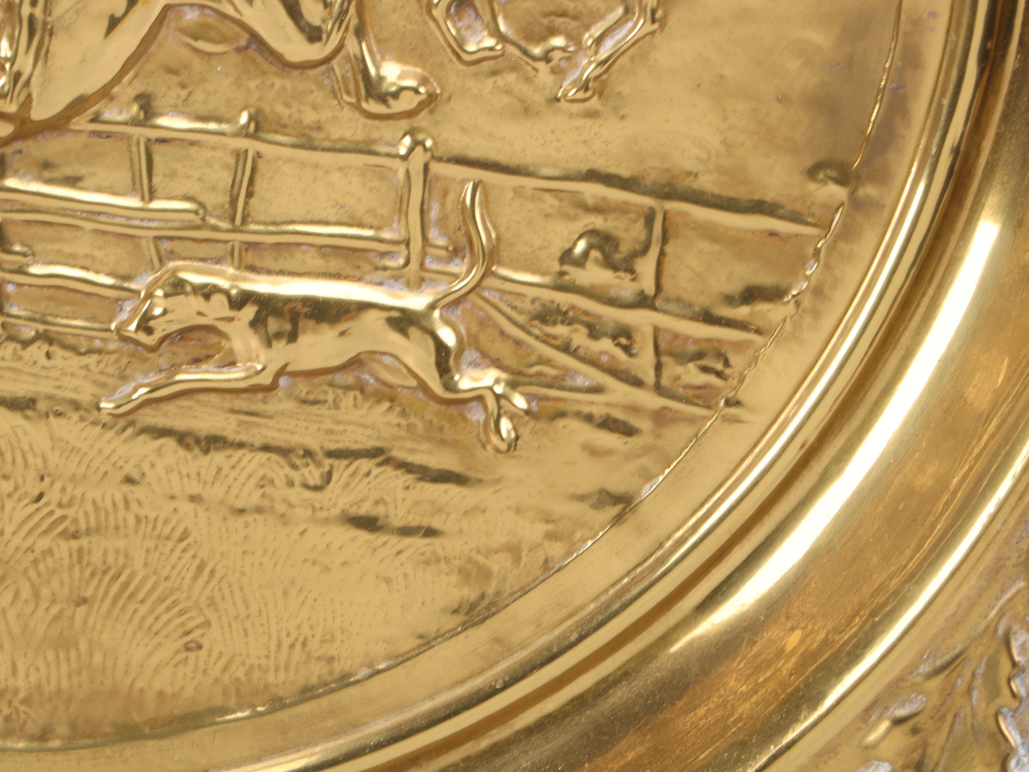 Gilt Metal Wall Plate of Foxhunt Scene