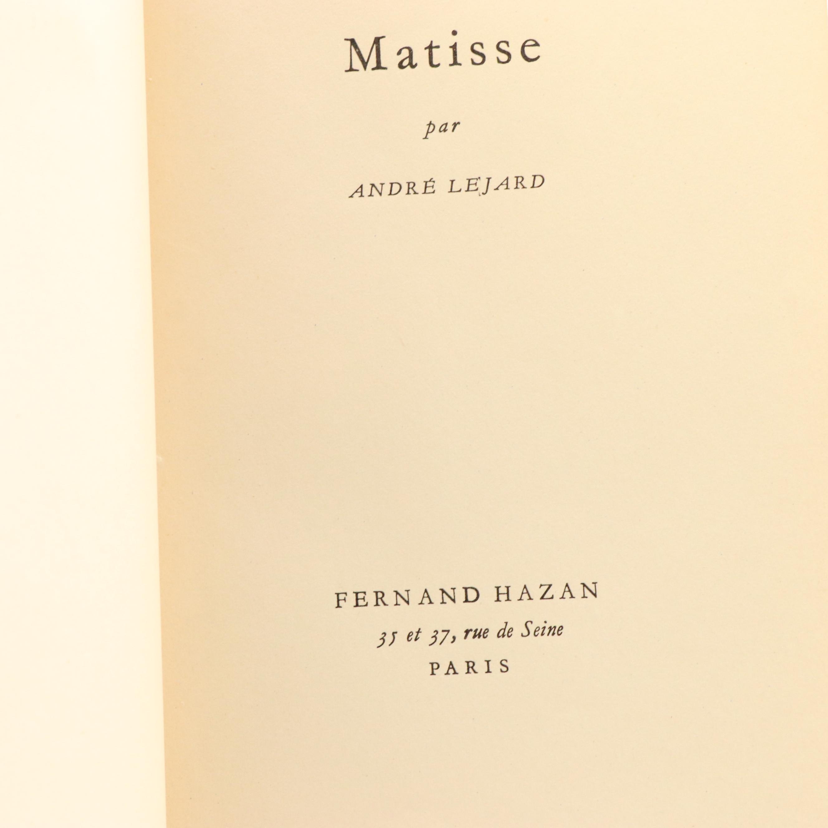 Fourth Edition "Henri Matisse" by André Lejard and More Art Books and Catalogs