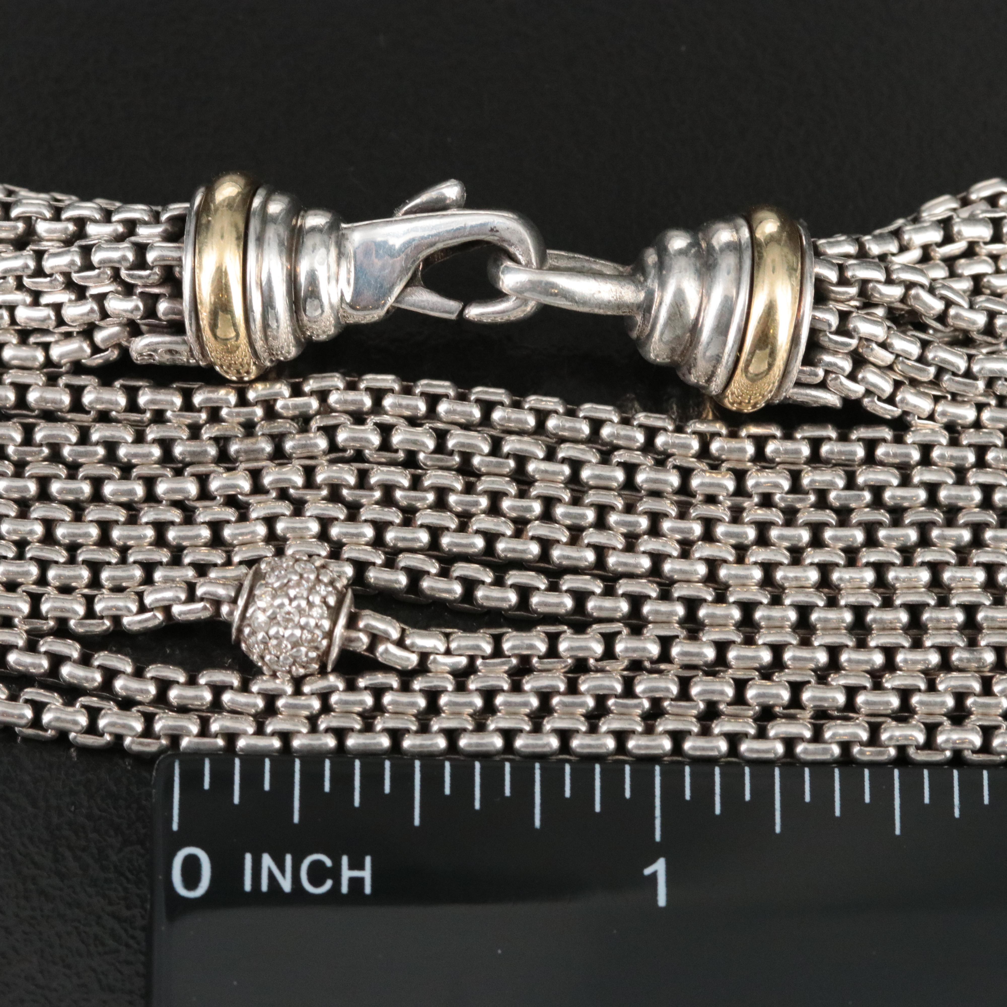David Yurman Sterling Eight Strand 1.21 CTW Diamond Pavé Ball Station Necklace