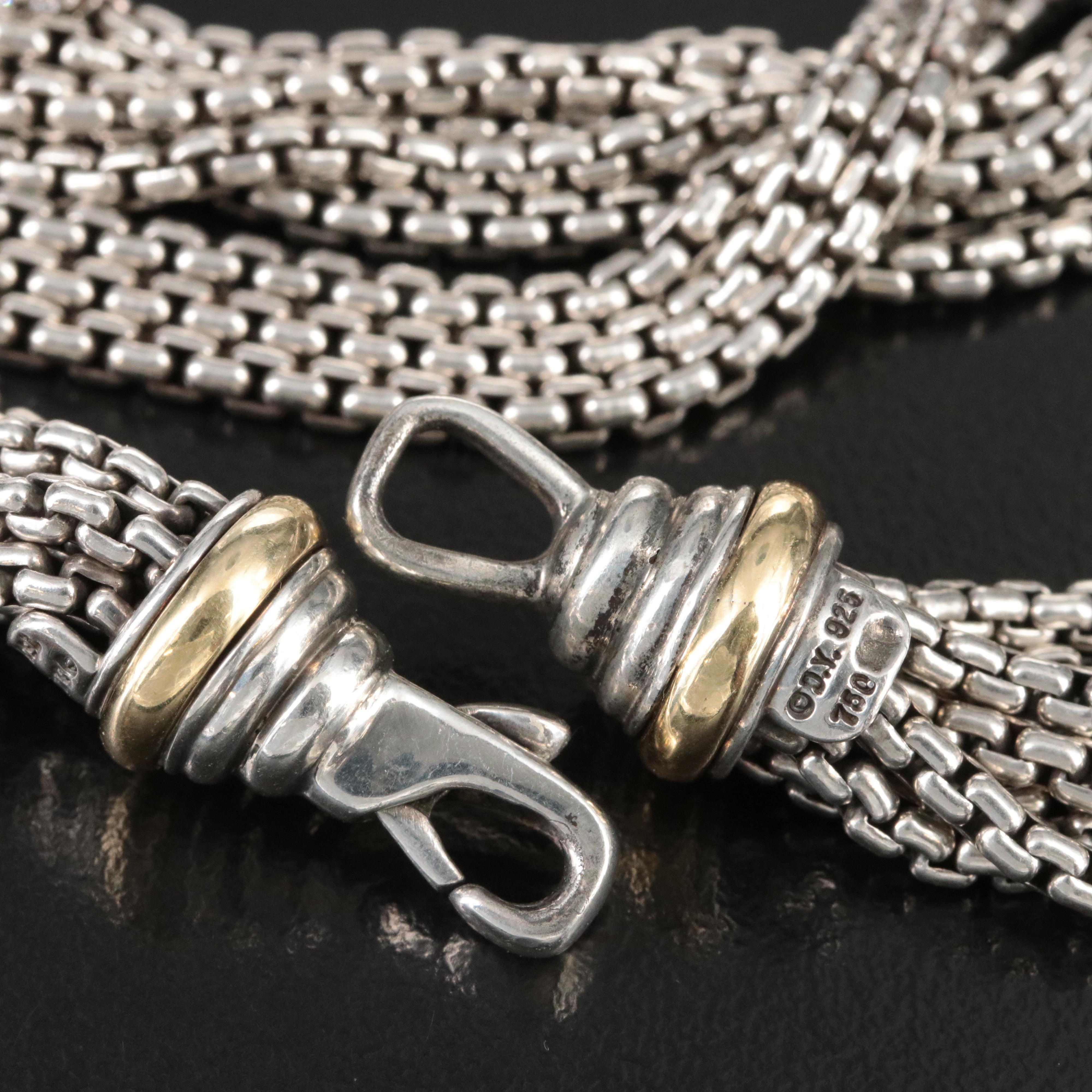 David Yurman Sterling Eight Strand 1.21 CTW Diamond Pavé Ball Station Necklace