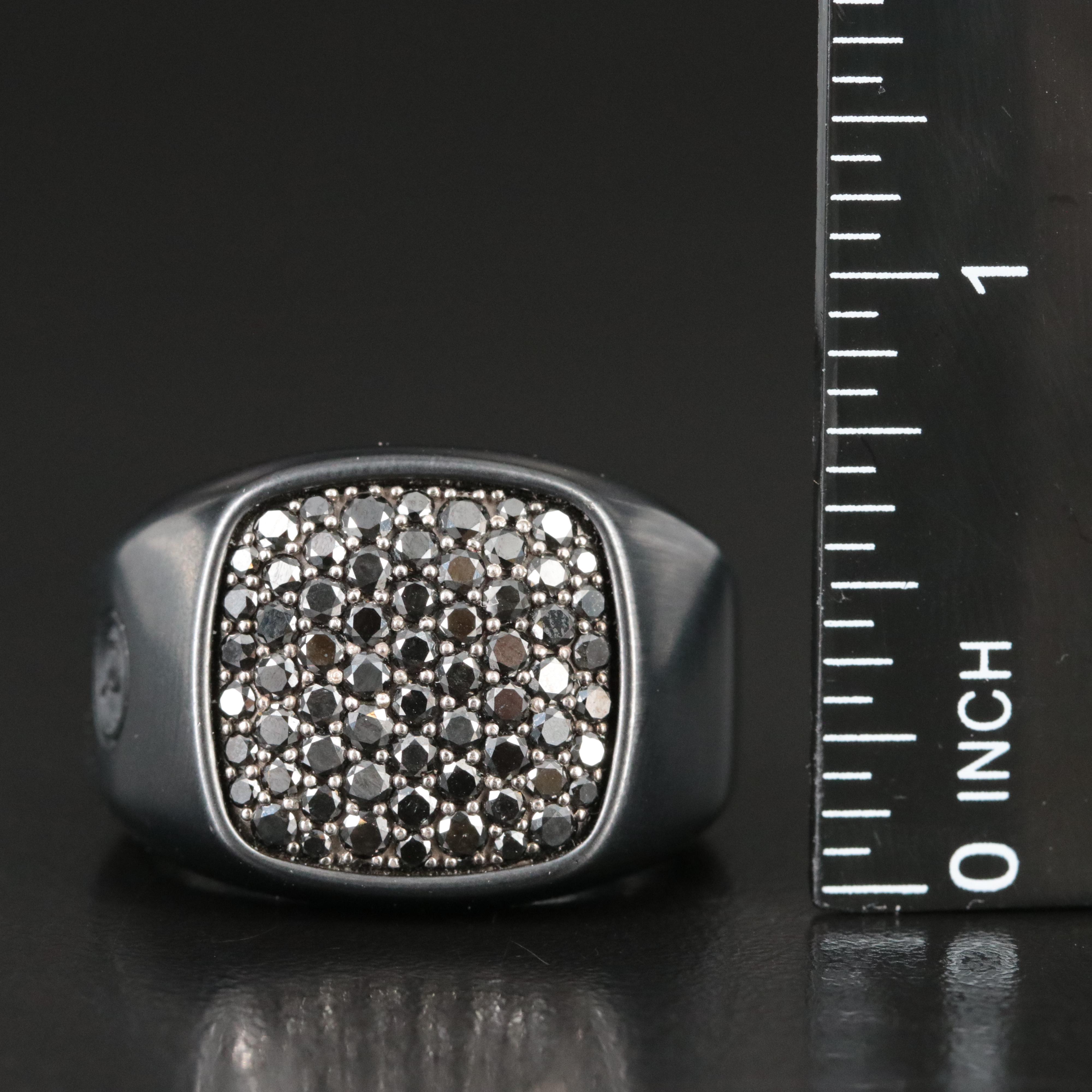 David Yurman Streamline Black Titanium 1.81 CTW Black Diamond Signet Ring