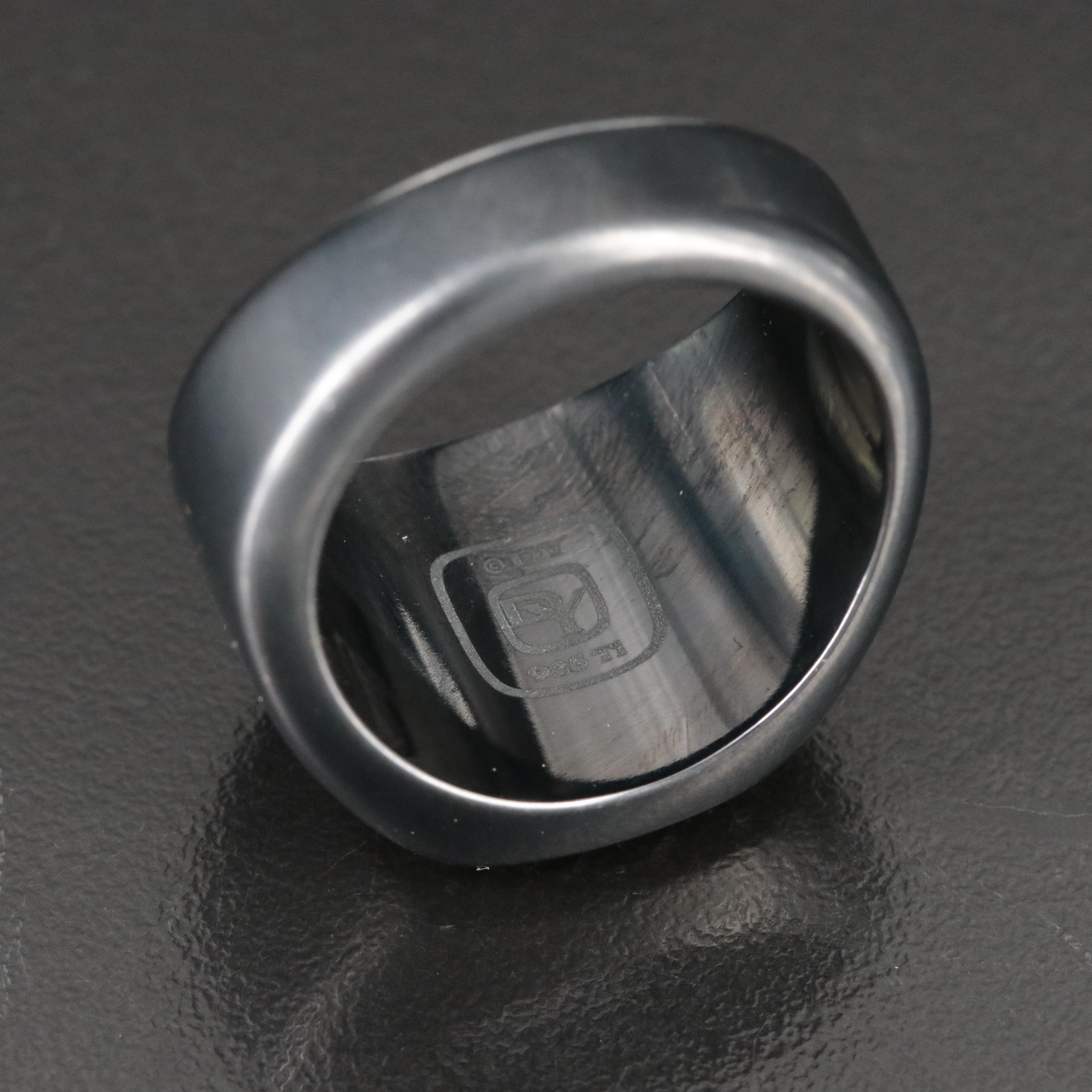 David Yurman Streamline Black Titanium 1.81 CTW Black Diamond Signet Ring