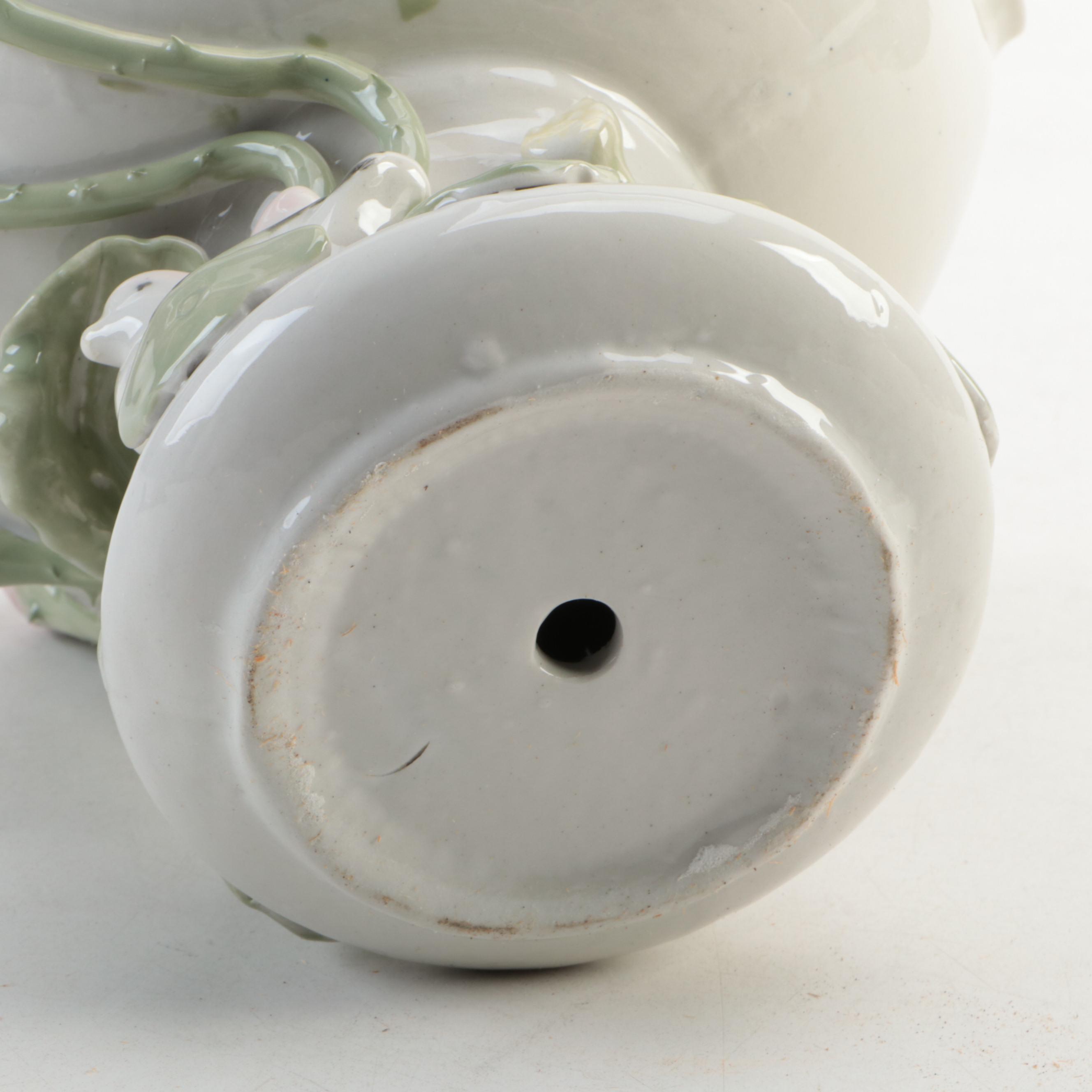 Chinese Porcelain Centerpiece Bowl with Lotus and Ducks, Flower Frog, More