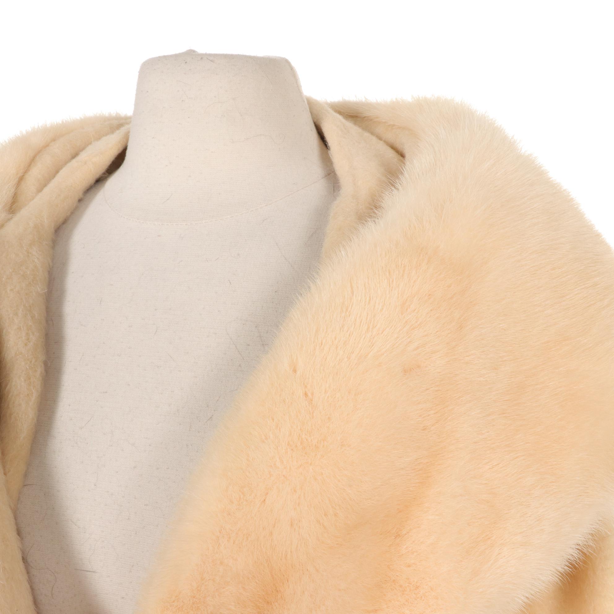 Lilli Ann Creme Wool Stroller with Mink Collar and Cuffs