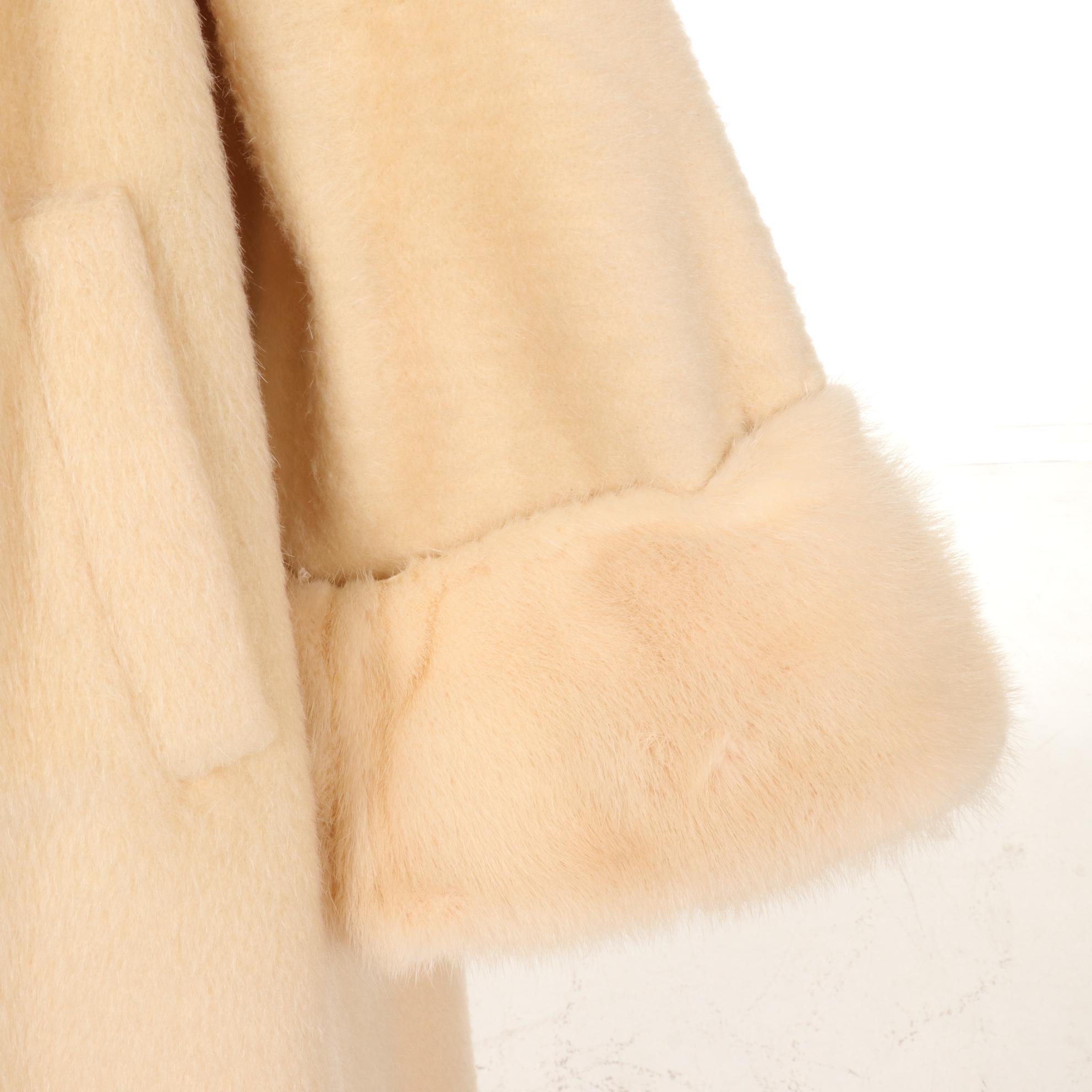 Lilli Ann Creme Wool Stroller with Mink Collar and Cuffs