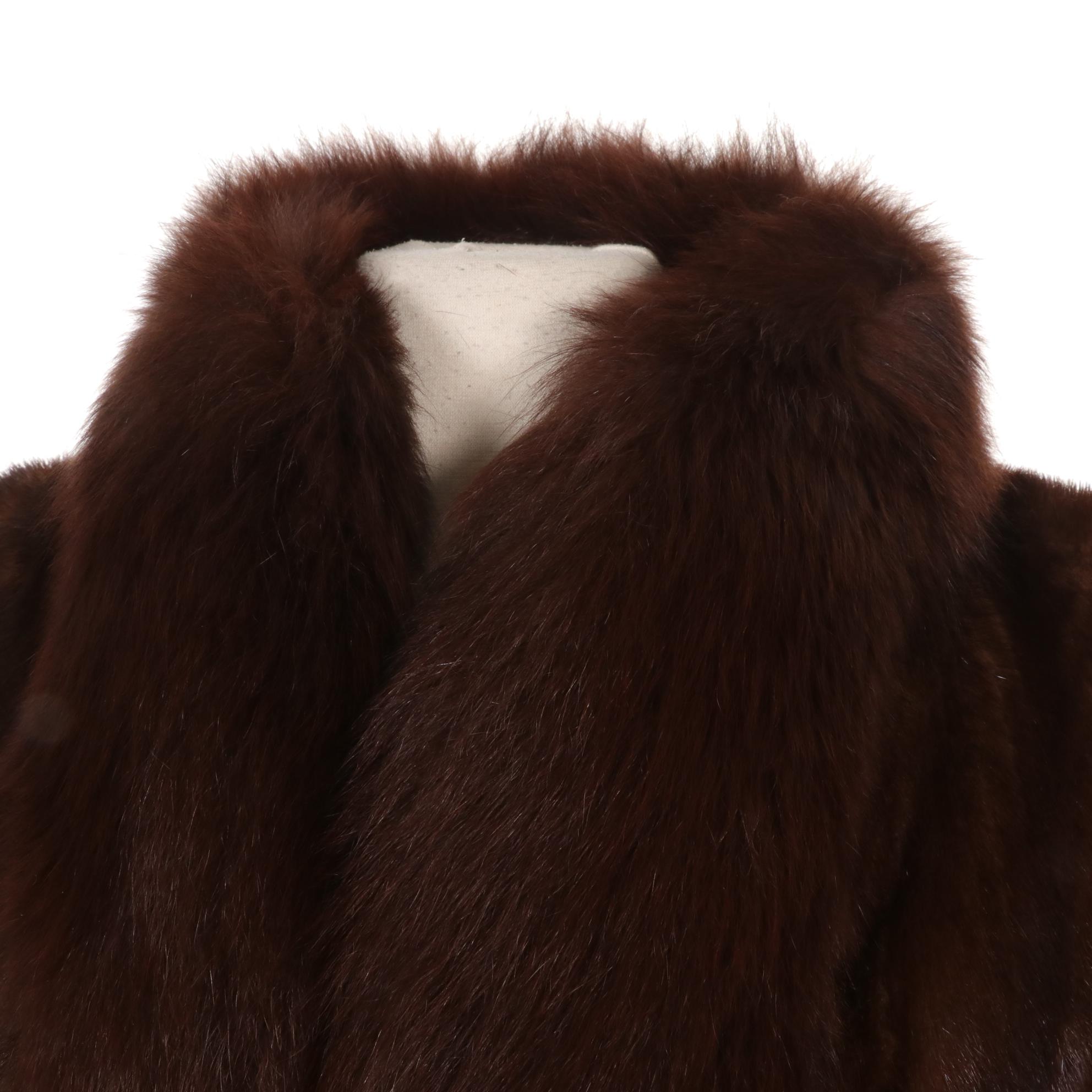 Mink Fur Swing Jacket with Fox Fur Tuxedo Collar by Kriegsman Furs